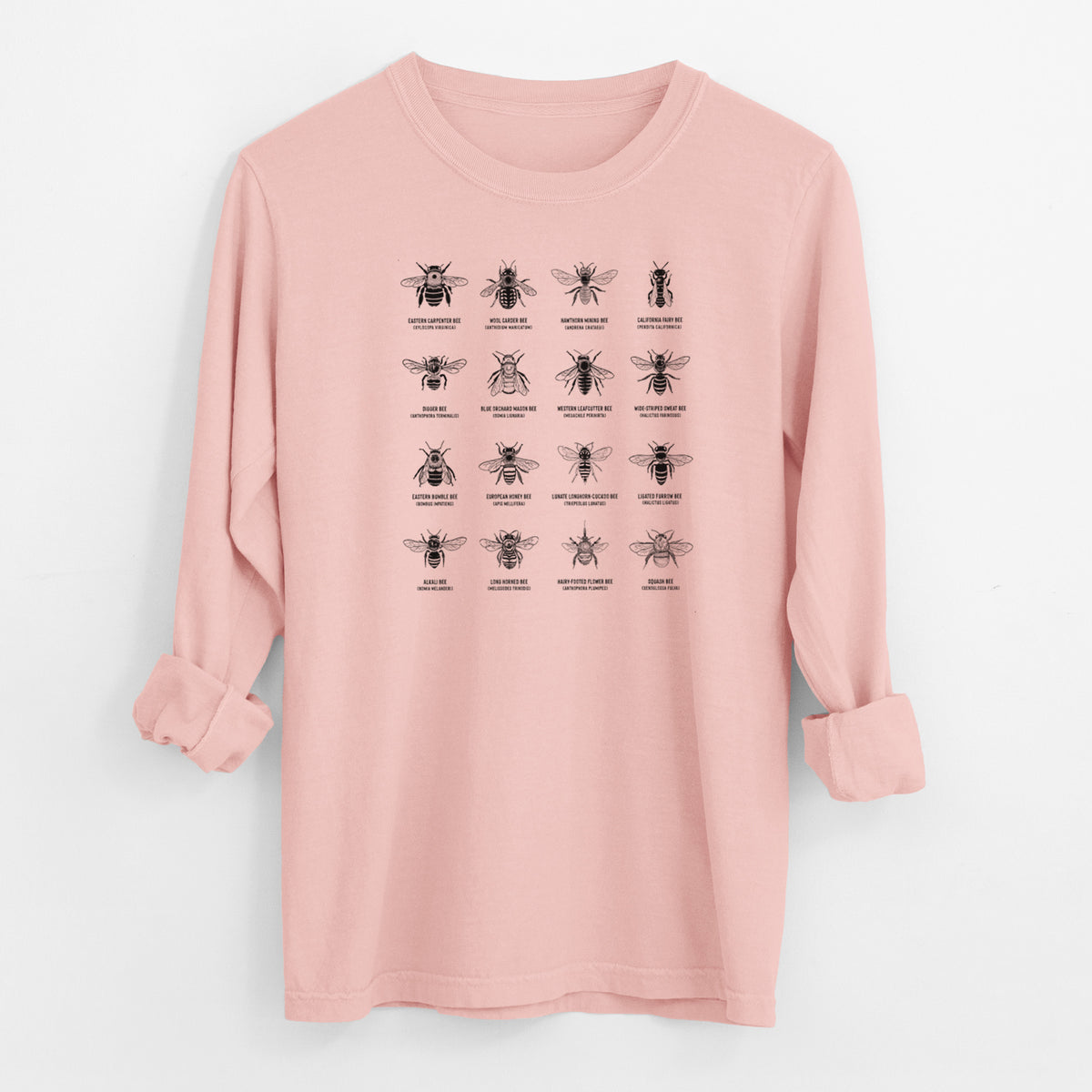 Bee Chart - Bees in North America - Men&#39;s Heavyweight 100% Cotton Long Sleeve