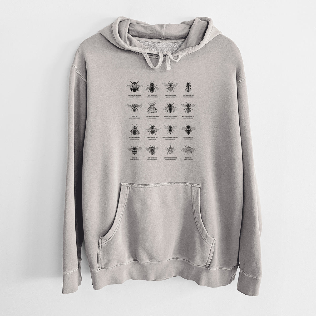 Bee Chart - Bees in North America - Unisex Pigment Dyed Hoodie