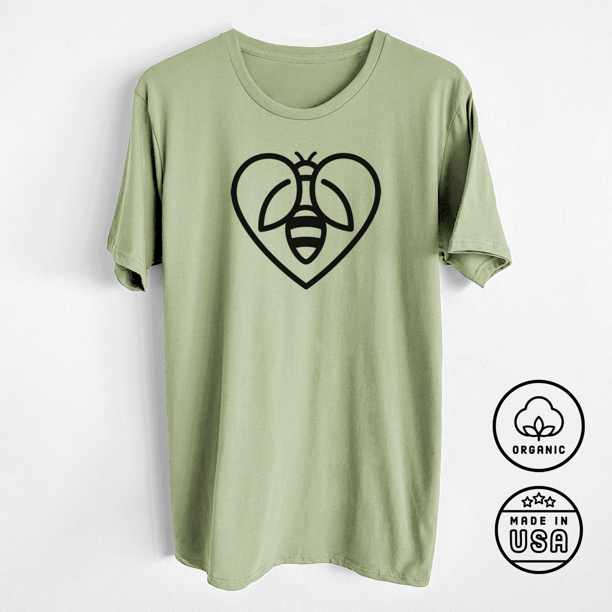 CLOSEOUT - Bee Heart Icon - Unisex Crewneck - Made in USA - 100% Organic Cotton