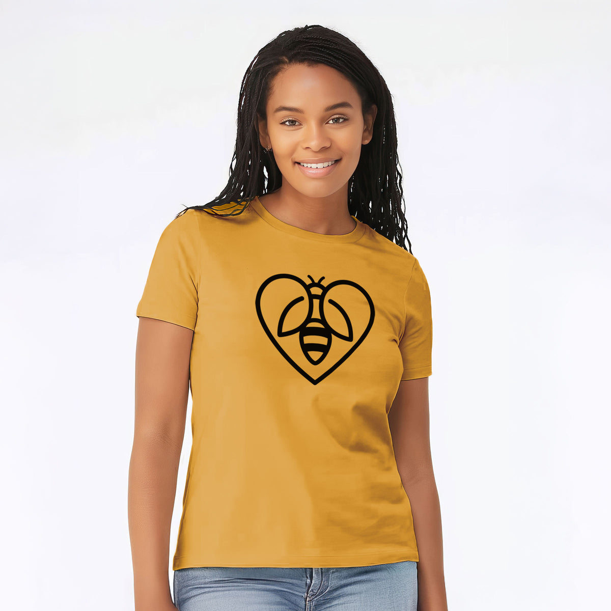 Bee Heart Icon - Women&#39;s Lightweight Relaxed Fit 100% Cotton Crewneck