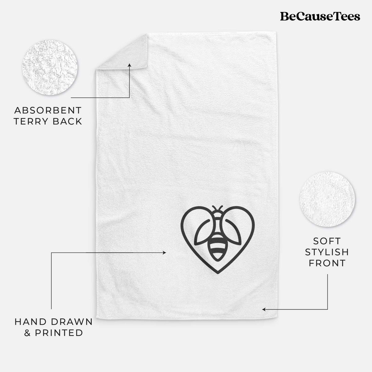 Bee Heart Icon Premium Decorative Hand Towel