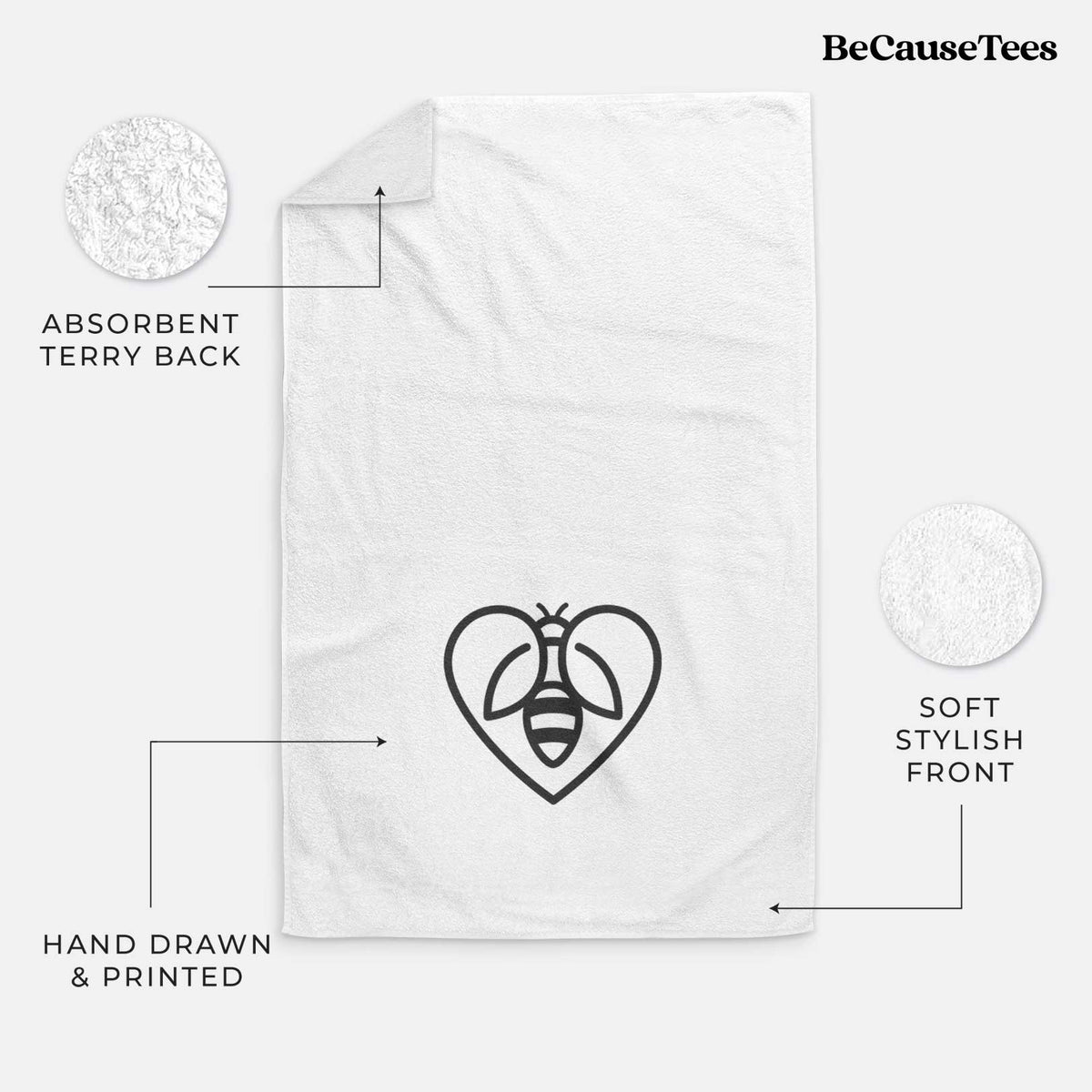 Bee Heart Icon Premium Decorative Hand Towel