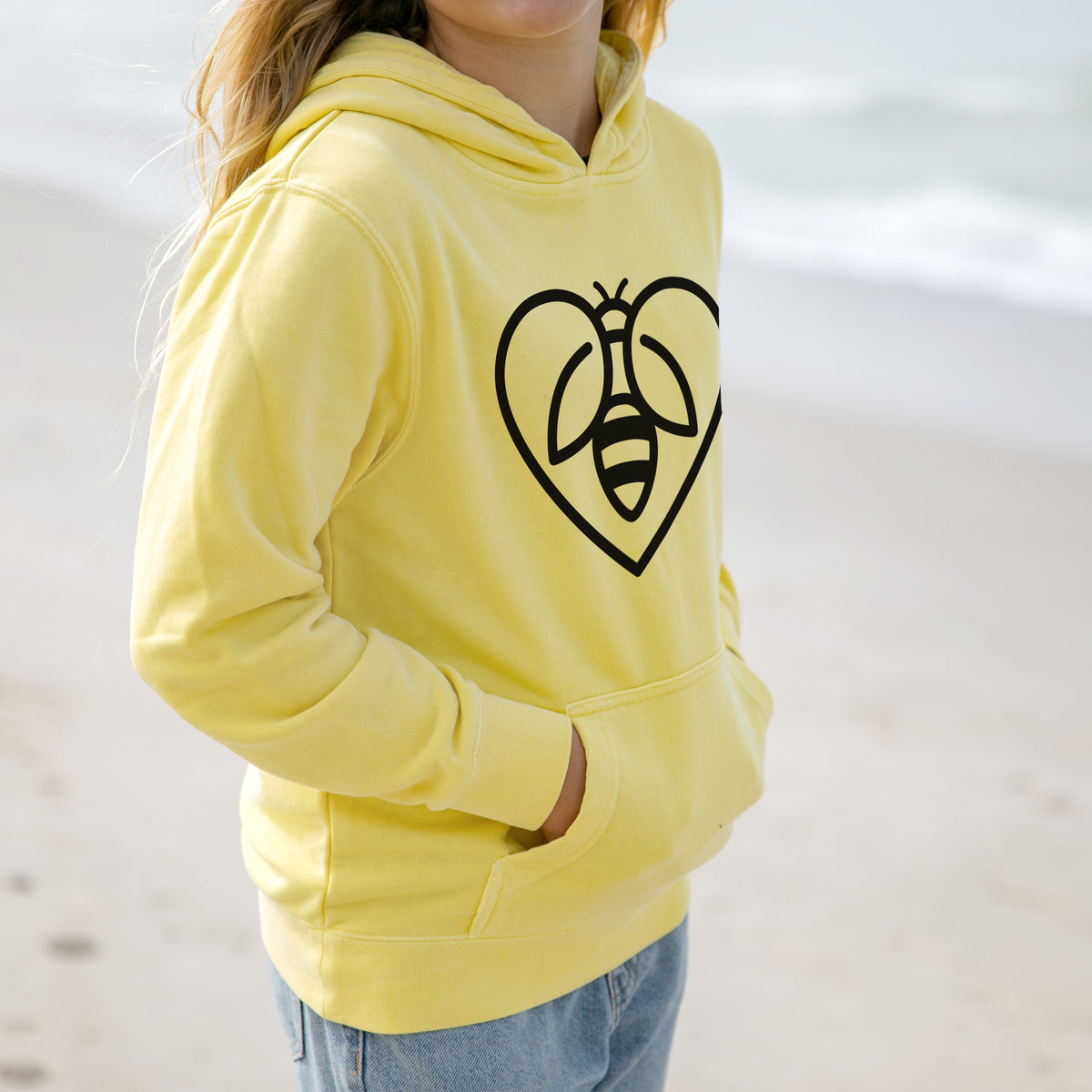 Bee Heart Icon - Youth Pigment Dyed Hoodie