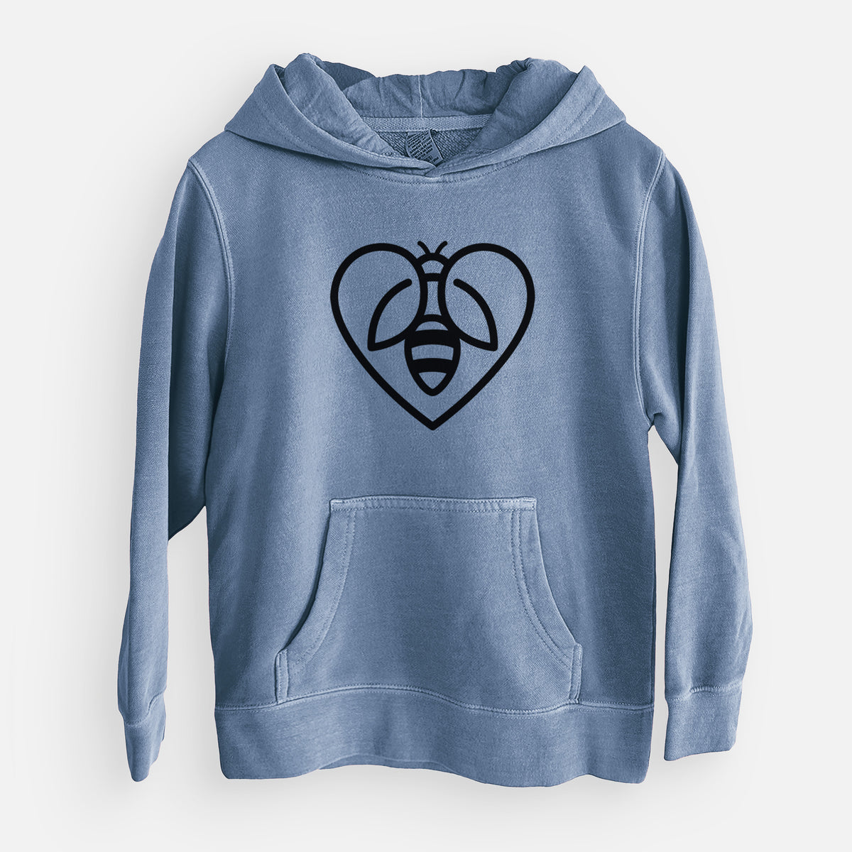 Bee Heart Icon - Youth Pigment Dyed Hoodie