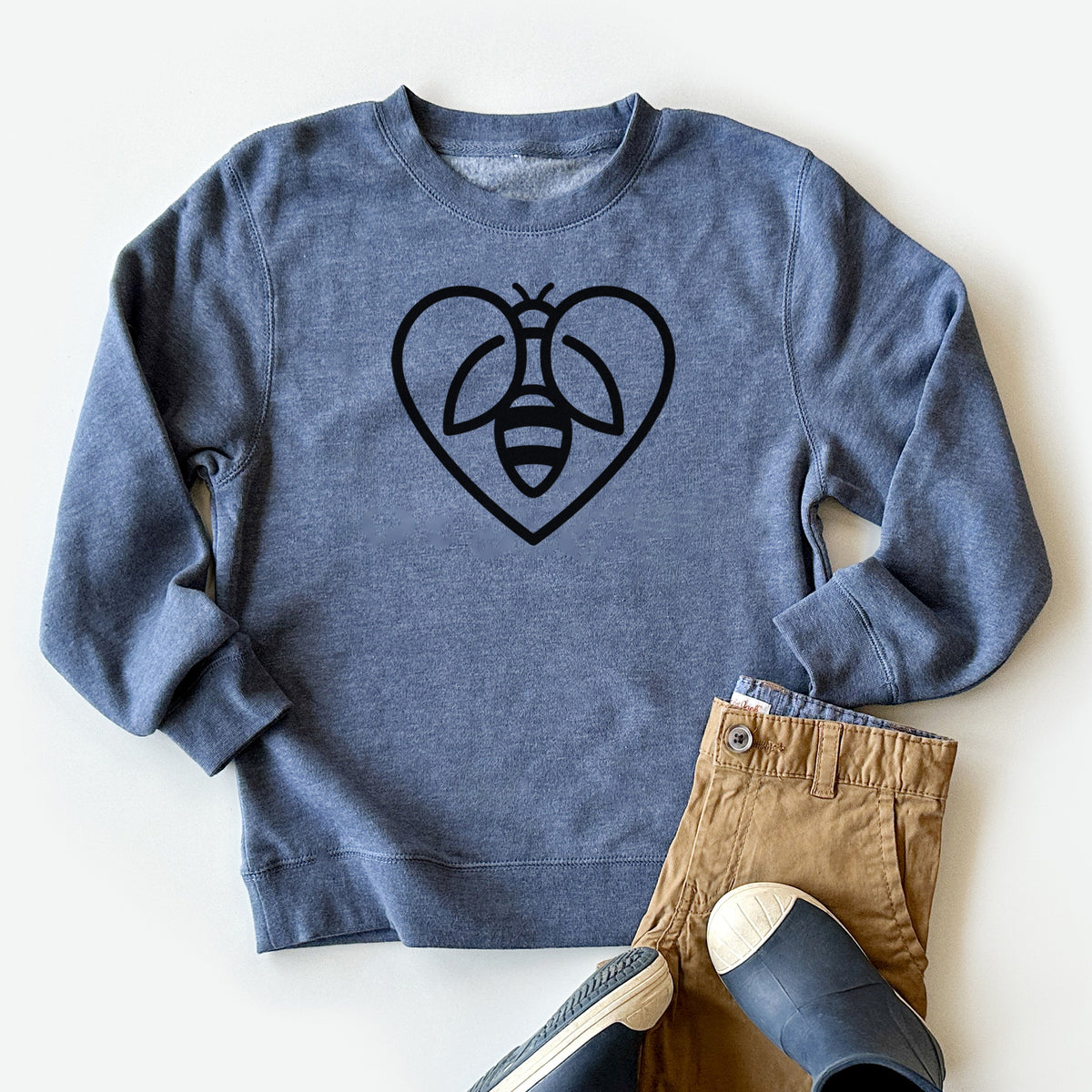 Bee Heart Icon - Youth Lightweight Crewneck Sweatshirt