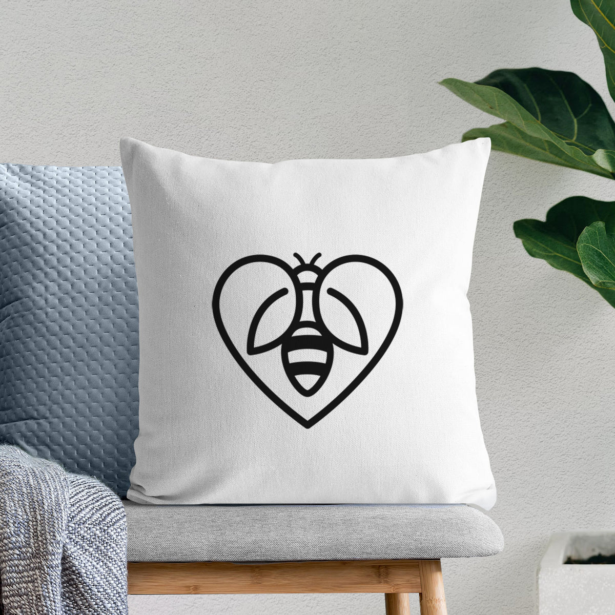 Bee Heart Icon - Throw Pillow Cover