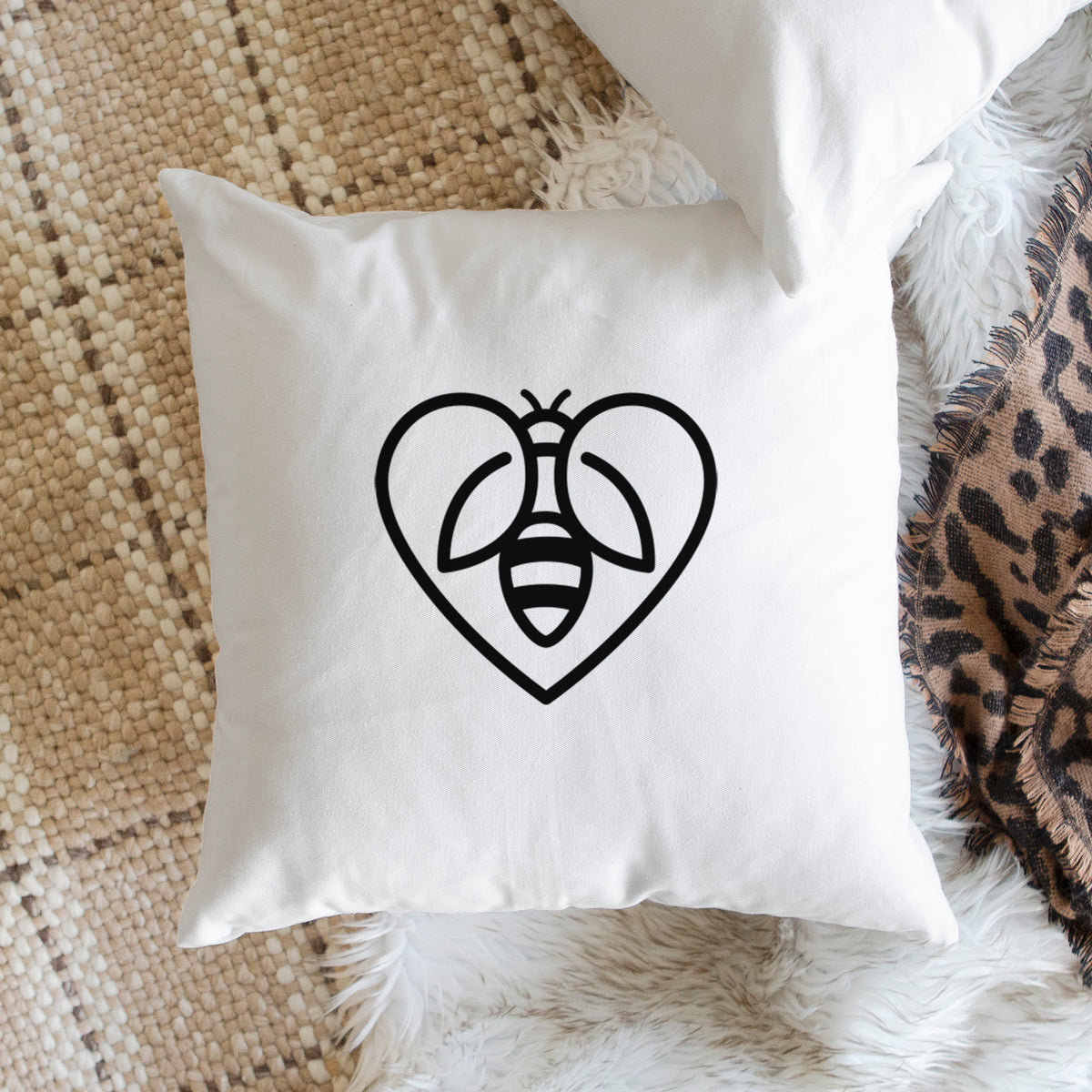 Bee Heart Icon - Throw Pillow Cover