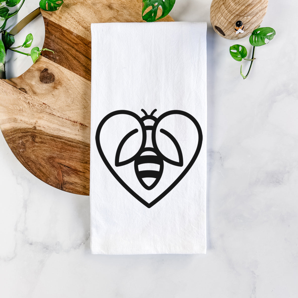 Bee Heart Icon Tea Towel