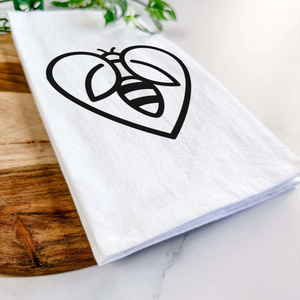 Bee Heart Icon Tea Towel