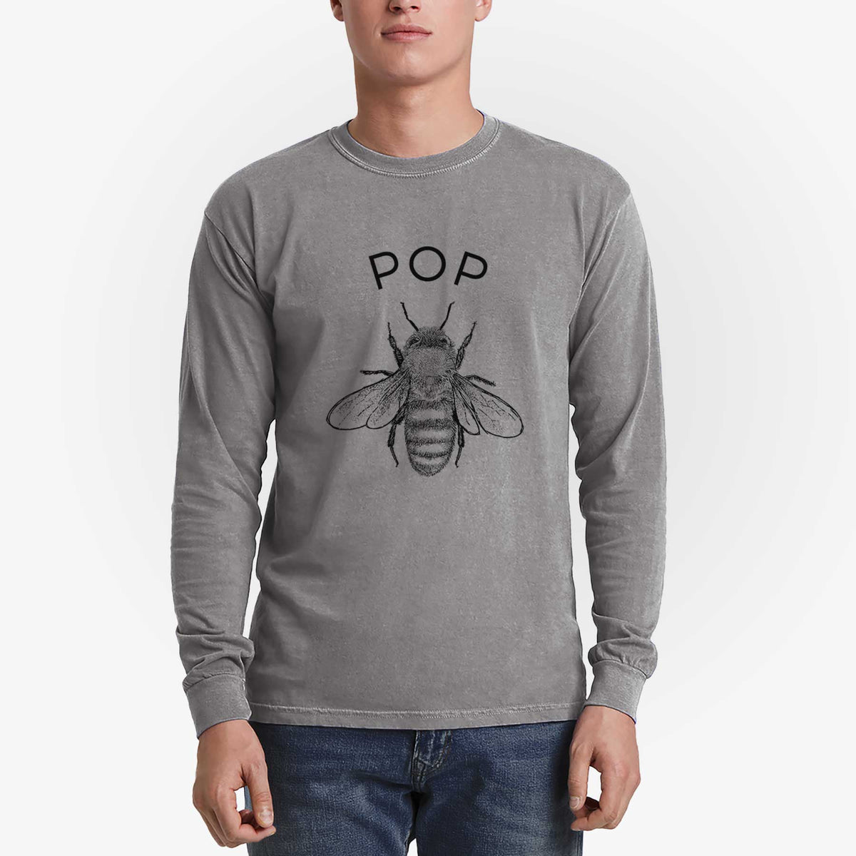 Pop Bee - Men&#39;s Heavyweight 100% Cotton Long Sleeve