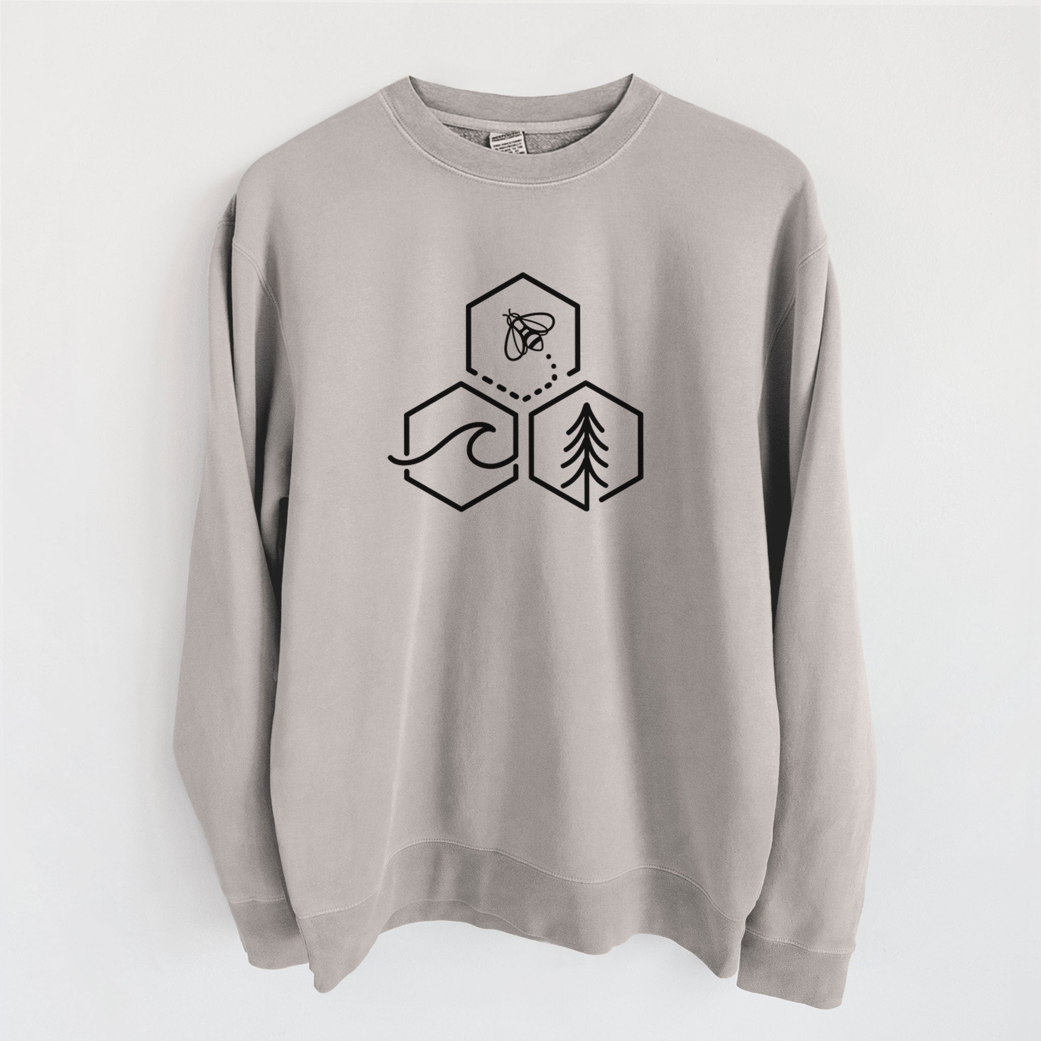 Bee-Sea-Tree Triptych - Unisex Pigment Dyed Crew Sweatshirt
