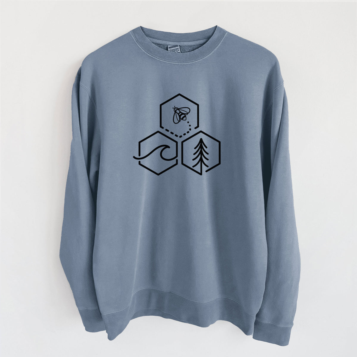 Bee-Sea-Tree Triptych - Unisex Pigment Dyed Crew Sweatshirt