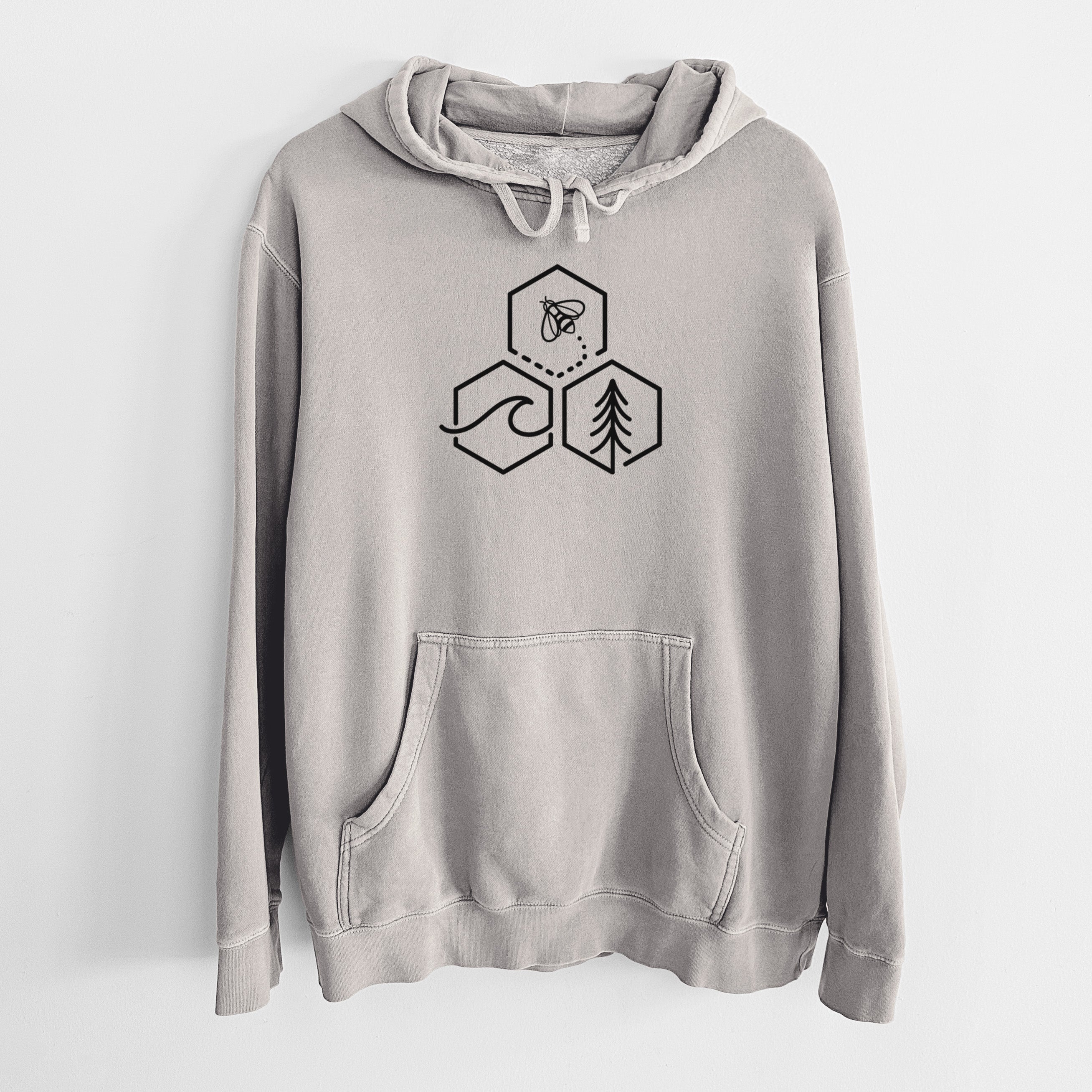 Bee-Sea-Tree Triptych - Unisex Pigment Dyed Hoodie