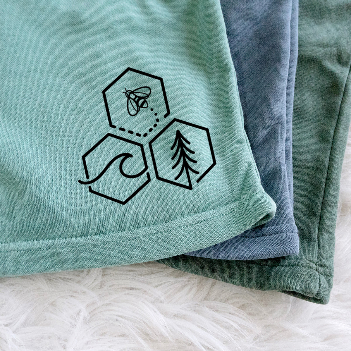 Bee-Sea-Tree Triptych - Unisex Pigment Dyed Shorts