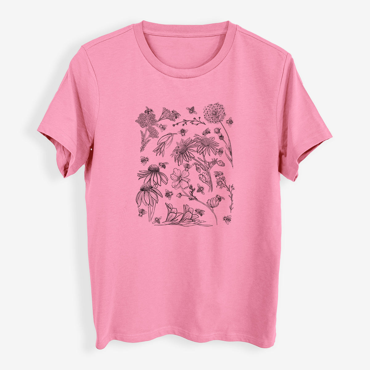 Bees &amp; Blooms - Honeybees with Wildflowers - Womens Everyday Maple Tee