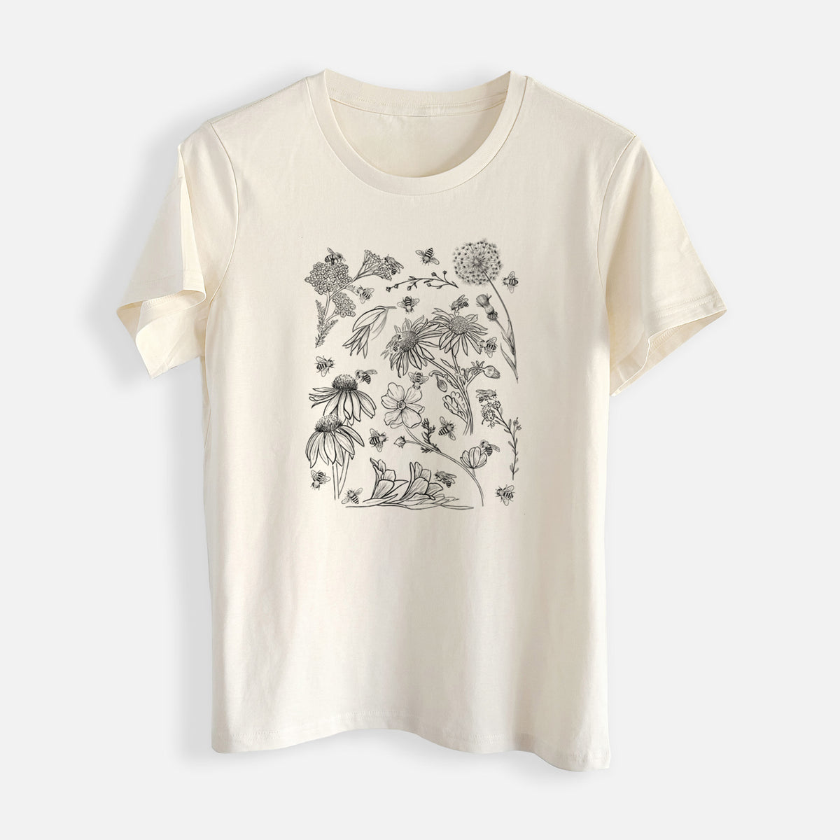 Bees &amp; Blooms - Honeybees with Wildflowers - Womens Everyday Maple Tee