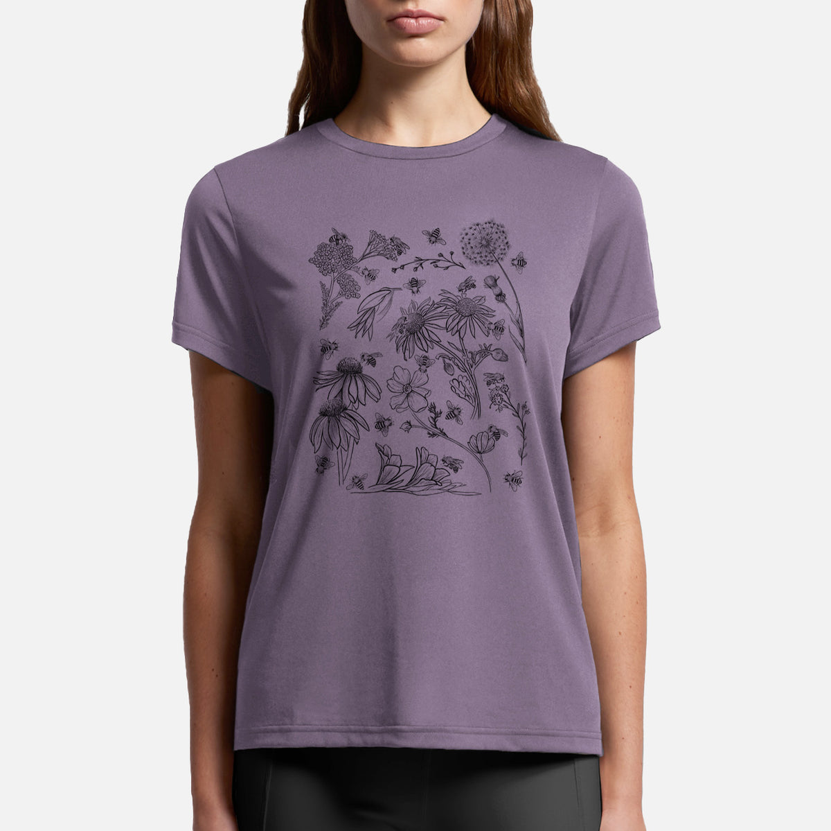 Bees &amp; Blooms - Honeybees with Wildflowers - Womens Everyday Maple Tee