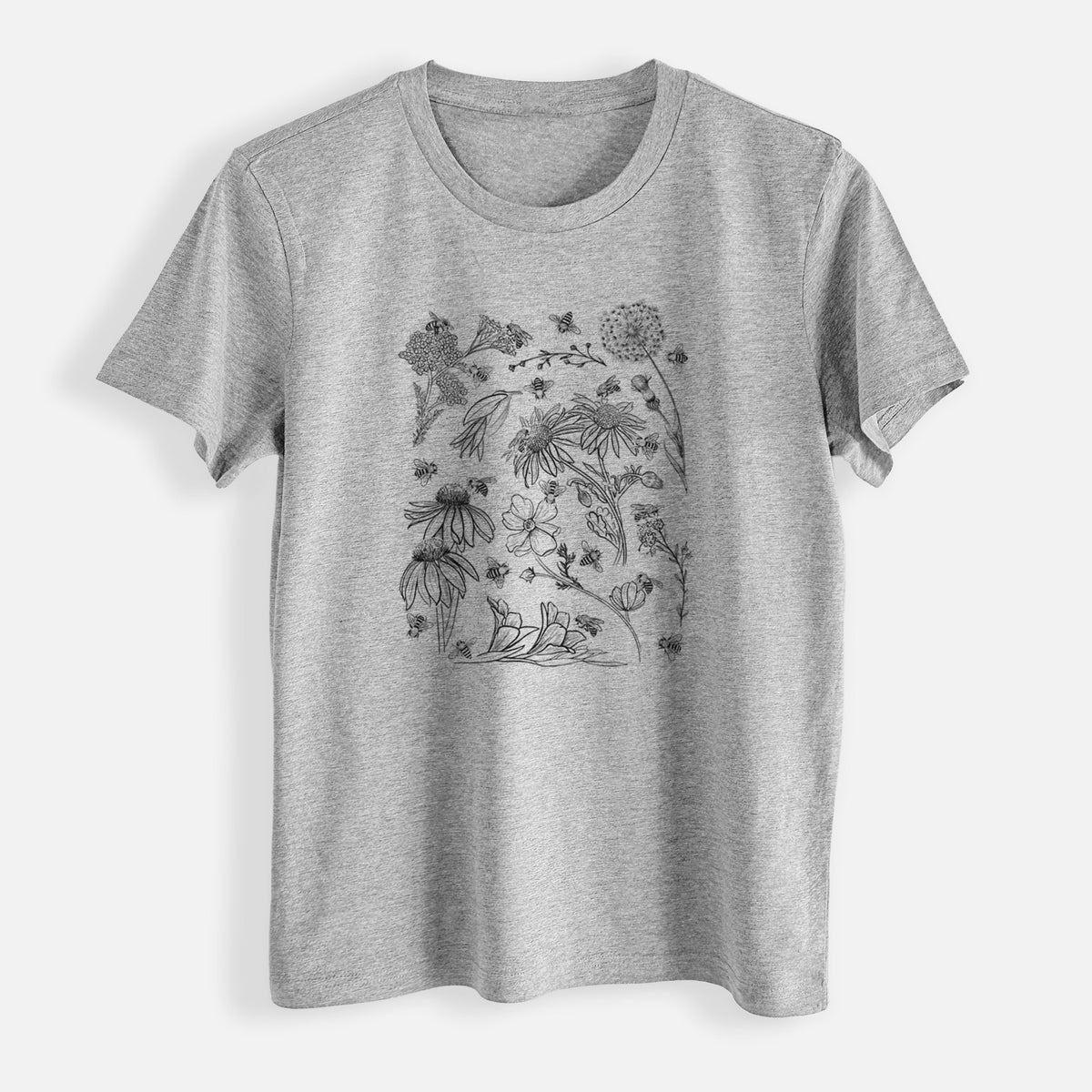 Bees &amp; Blooms - Honeybees with Wildflowers - Womens Everyday Maple Tee