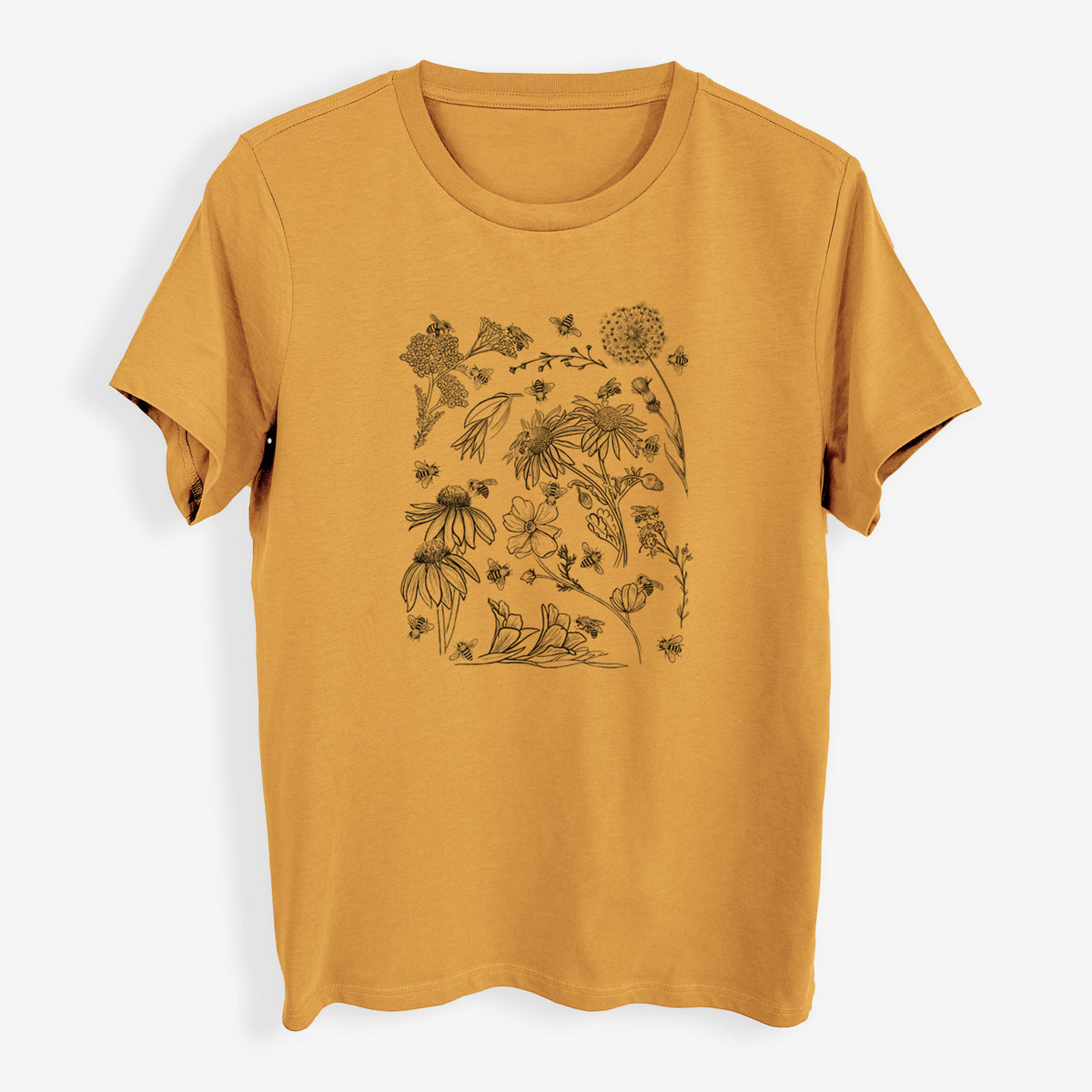 Bees &amp; Blooms - Honeybees with Wildflowers - Womens Everyday Maple Tee