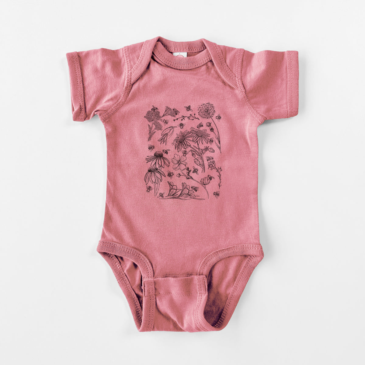 Bees & Blooms - Honeybees with Wildflowers - Baby Fine Jersey Bodysuit
