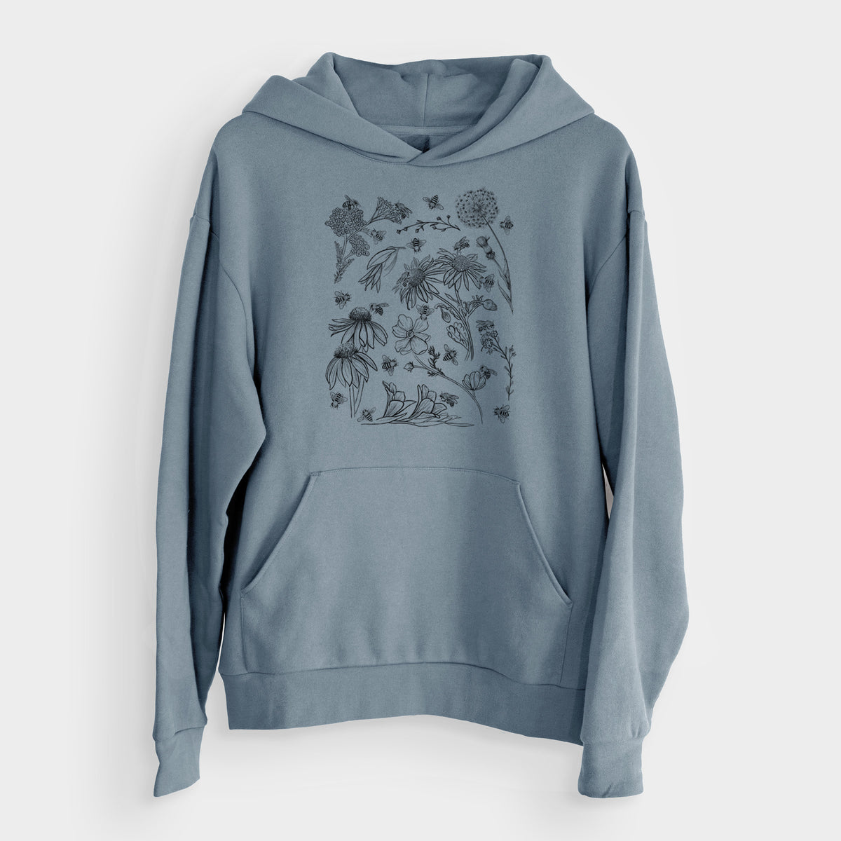 Bees &amp; Blooms - Honeybees with Wildflowers  - Bodega Midweight Hoodie