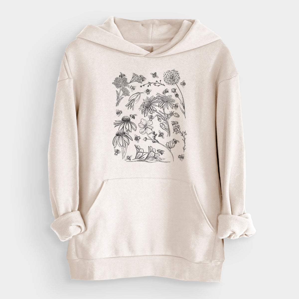 Bees &amp; Blooms - Honeybees with Wildflowers  - Bodega Midweight Hoodie