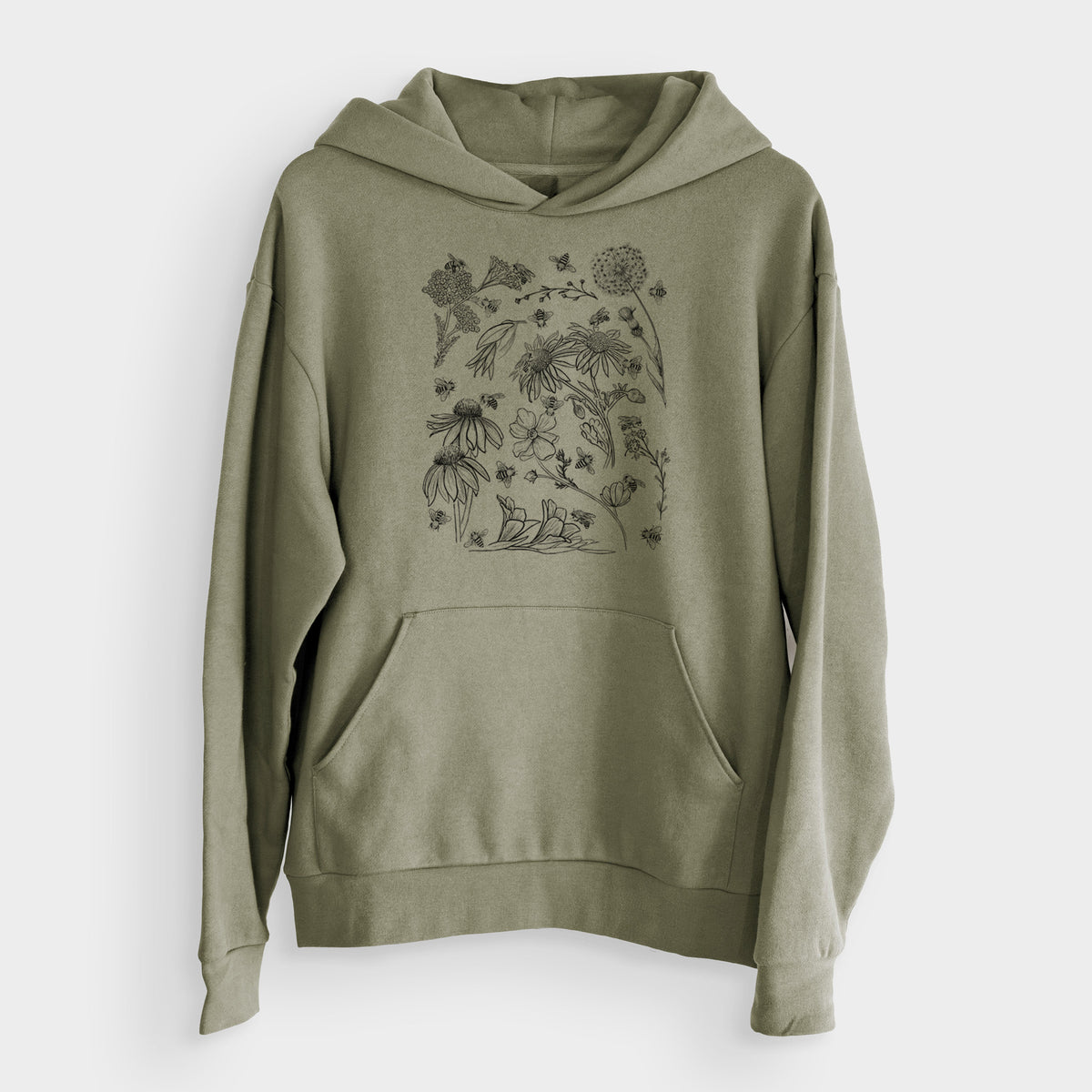 Bees &amp; Blooms - Honeybees with Wildflowers  - Bodega Midweight Hoodie