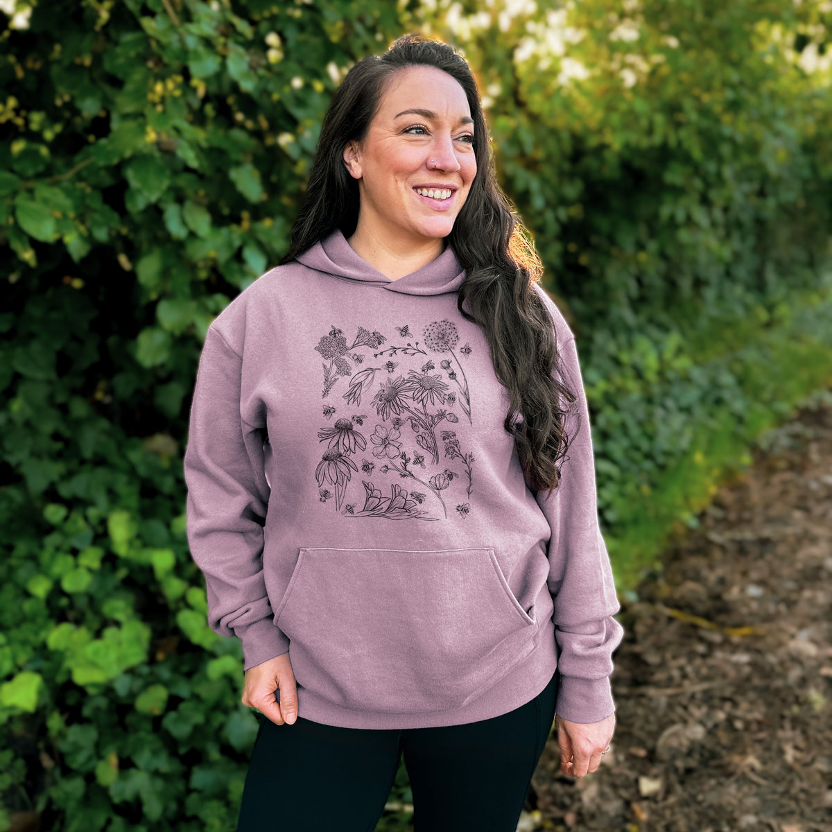 Bees &amp; Blooms - Honeybees with Wildflowers  - Bodega Midweight Hoodie