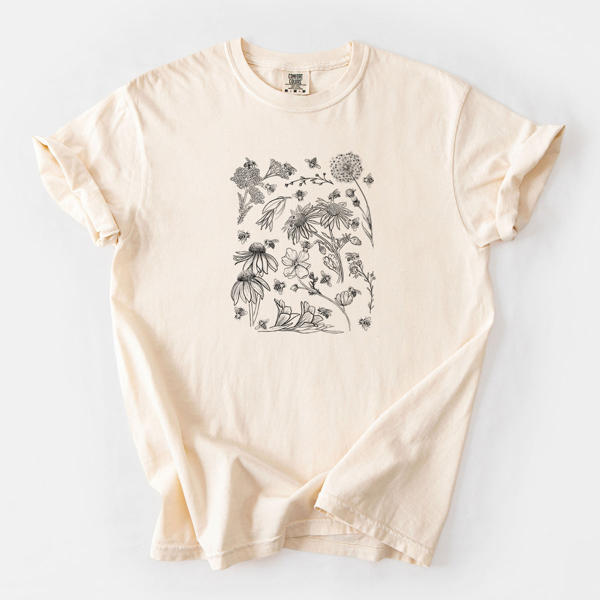 Bees & Blooms - Honeybees with Wildflowers - Unisex Comfort Colors Garment-Dyed Heavyweight T-shirt
