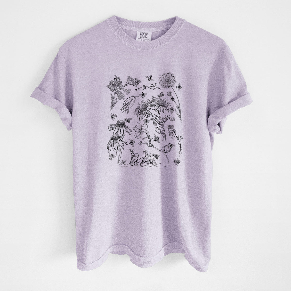 Bees &amp; Blooms - Honeybees with Wildflowers - Unisex Comfort Colors Garment-Dyed Heavyweight T-shirt