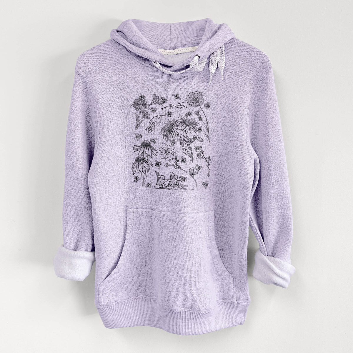 Bees &amp; Blooms - Honeybees with Wildflowers - Knit Hoodie