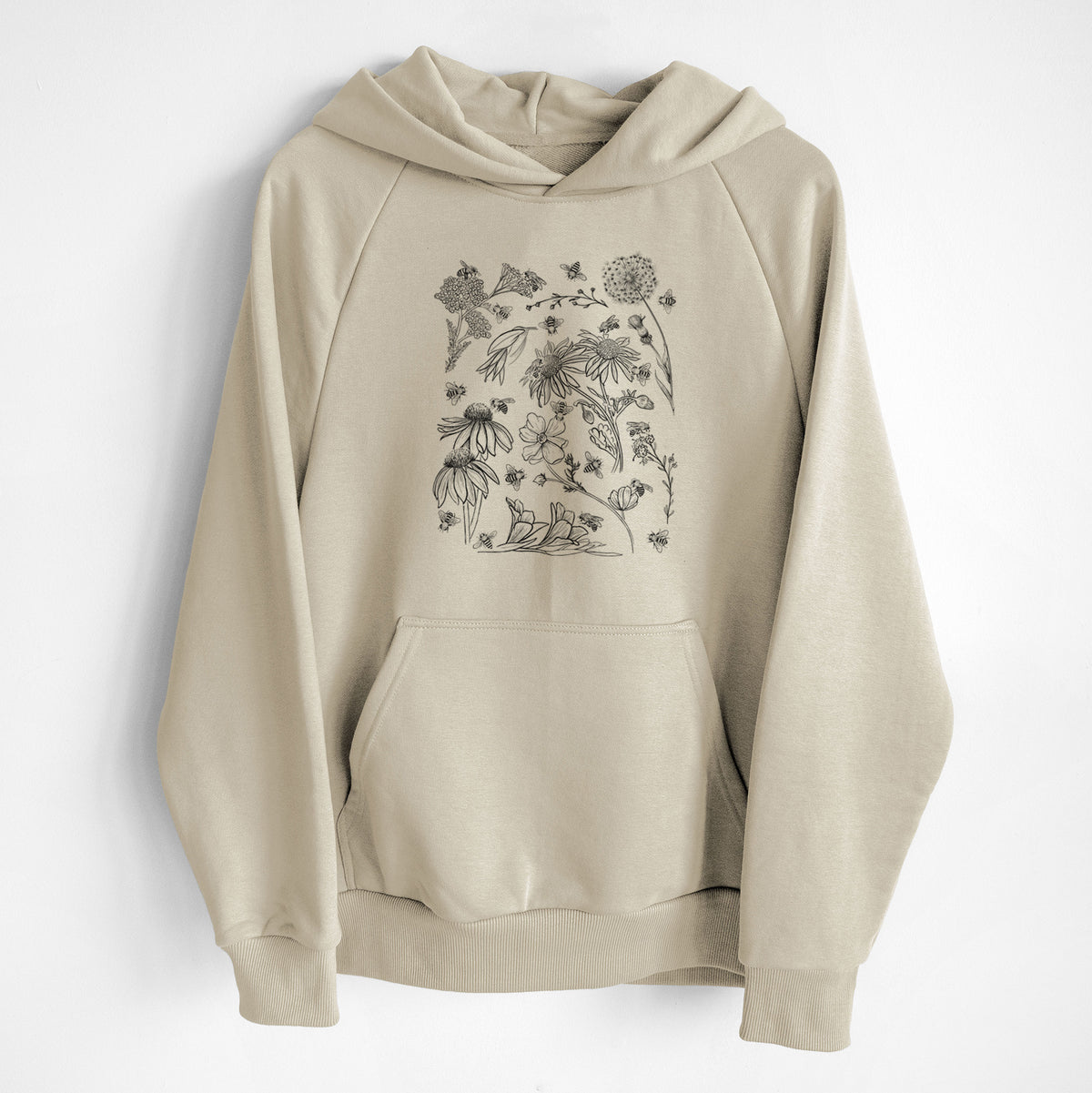 Bees &amp; Blooms - Honeybees with Wildflowers - UltraLuxe Heavyweight French Terry Hoodie