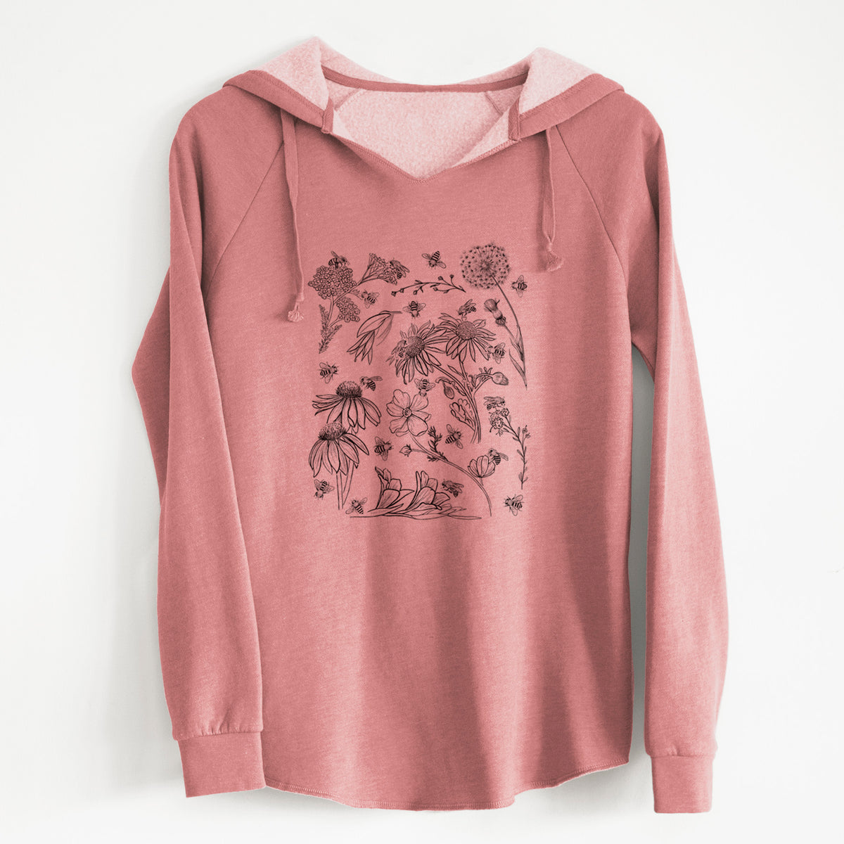 Bees &amp; Blooms - Honeybees with Wildflowers - Cali Wave Hooded Sweatshirt