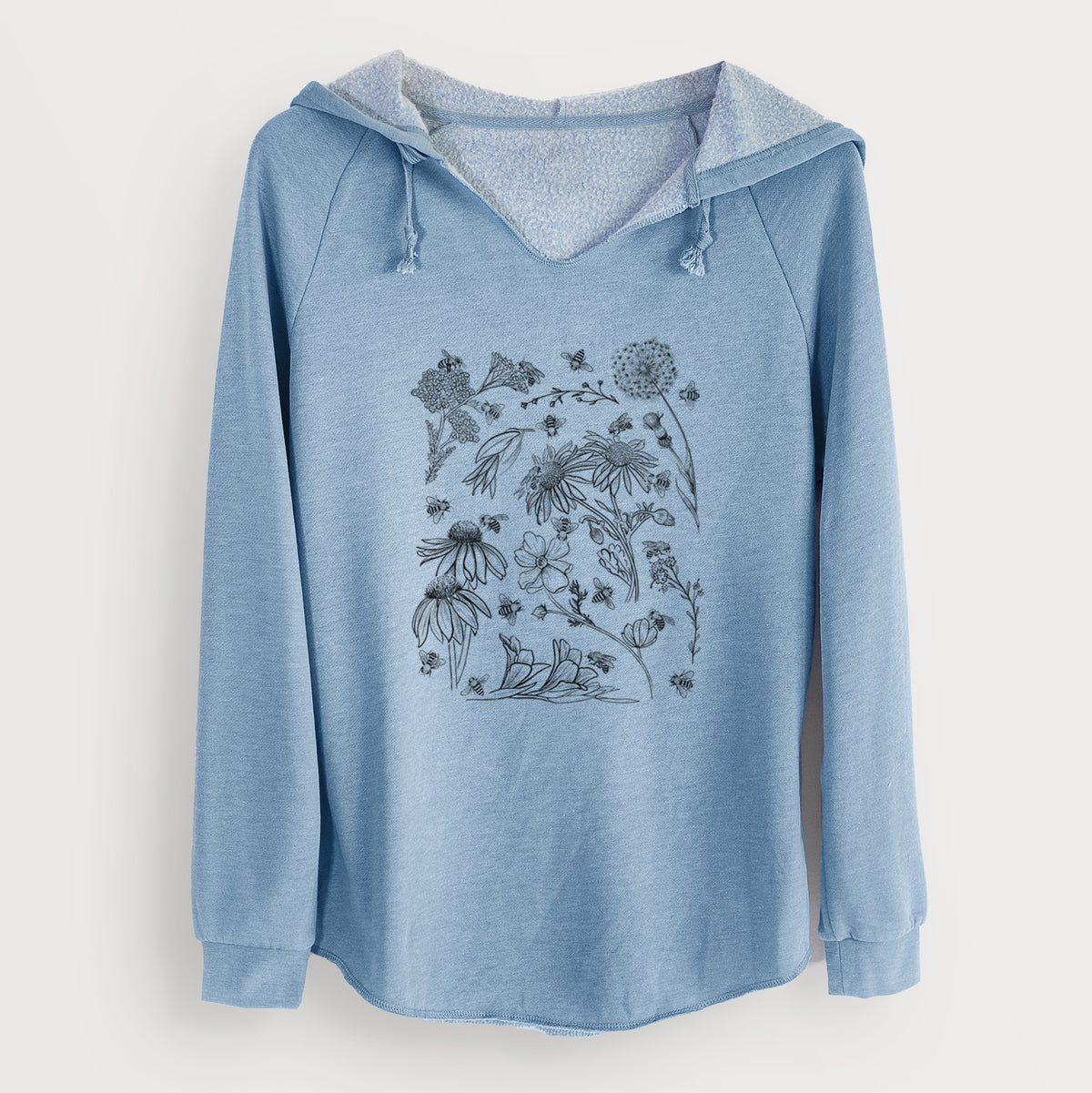 Bees &amp; Blooms - Honeybees with Wildflowers - Cali Wave Hooded Sweatshirt