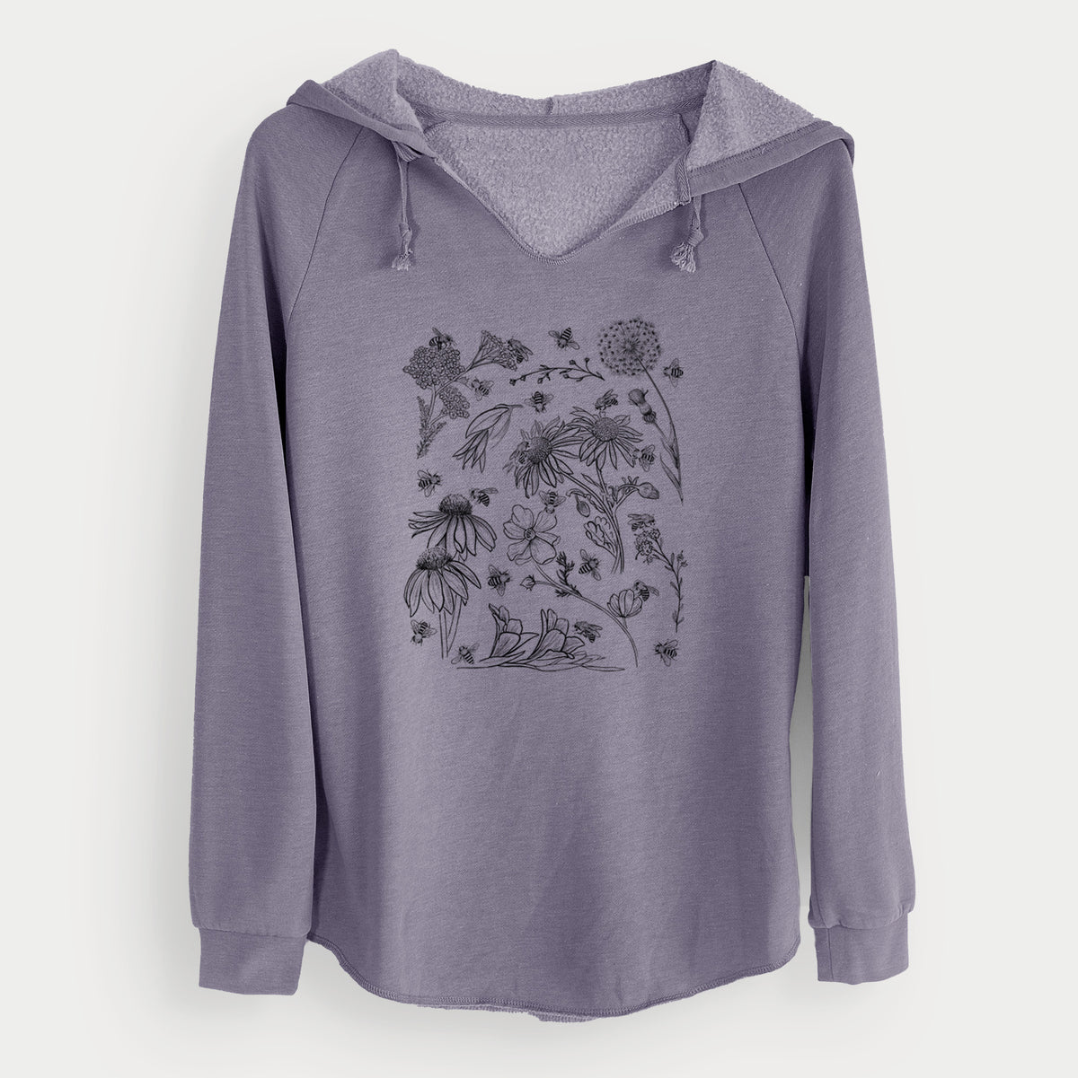 Bees & Blooms - Honeybees with Wildflowers - Cali Wave Hooded Sweatshirt