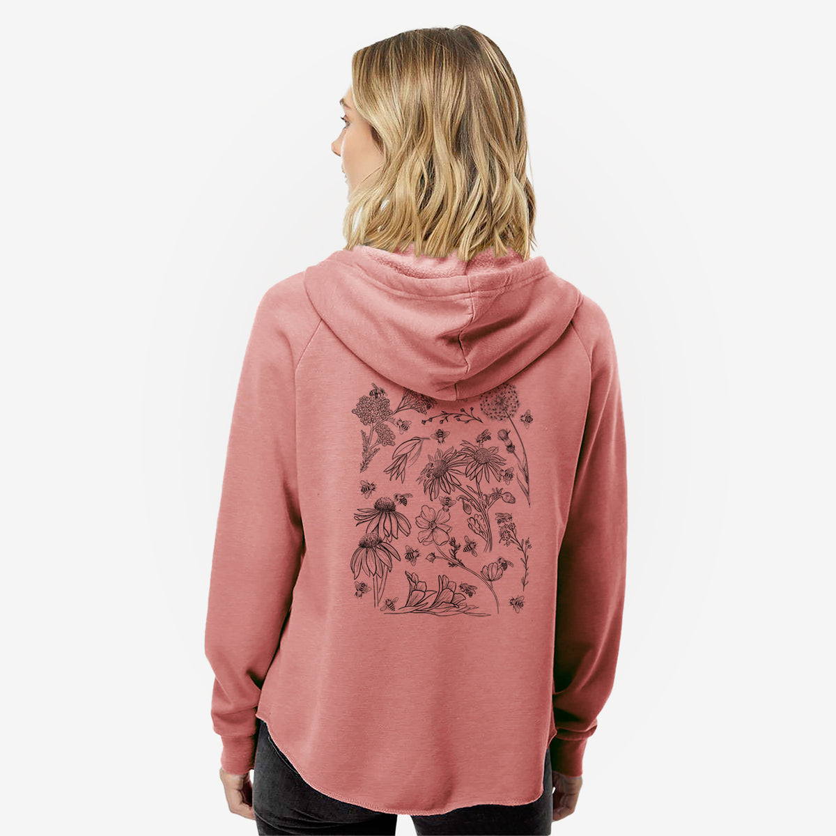 Bees &amp; Blooms - Honeybees with Wildflowers - Women&#39;s Cali Wave Zip-Up Sweatshirt