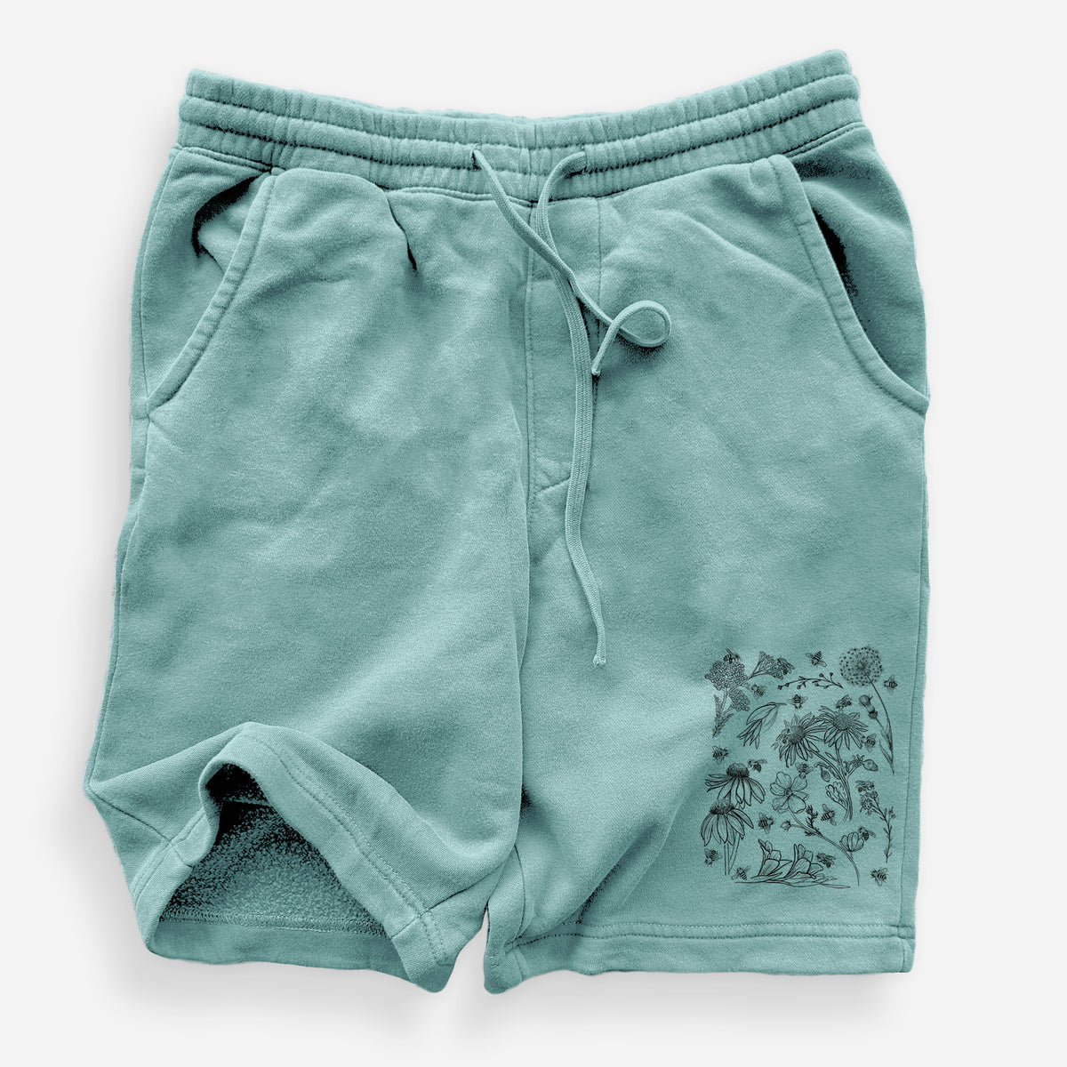 Bees &amp; Blooms - Honeybees with Wildflowers - Unisex Pigment Dyed Shorts