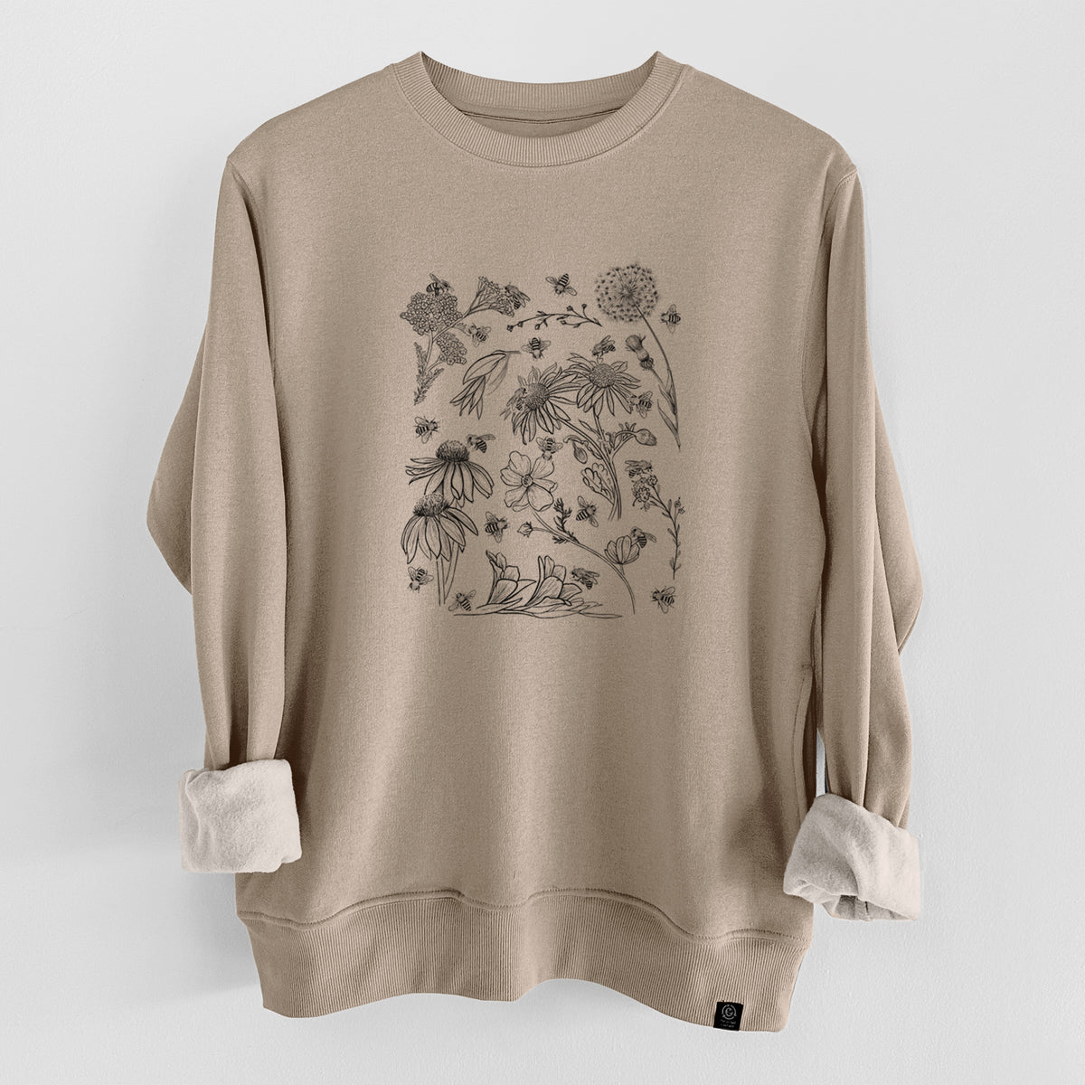 Bees &amp; Blooms - Honeybees with Wildflowers  - Unisex Reclaimed Crewneck Sweatshirt