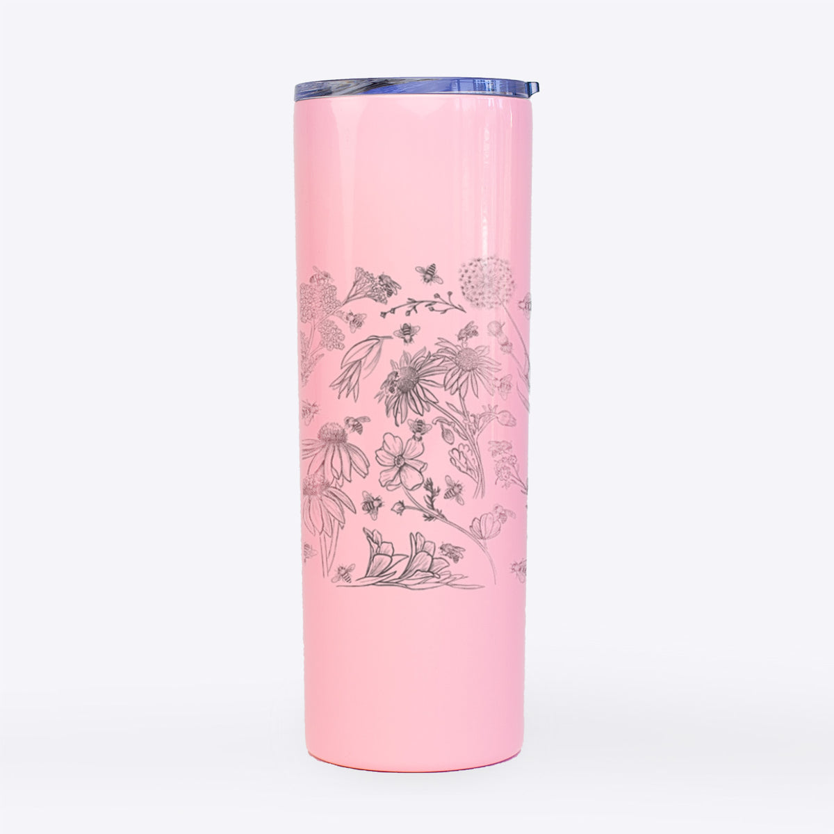 Bees &amp; Blooms - Honeybees with Wildflowers - 20oz Skinny Tumbler