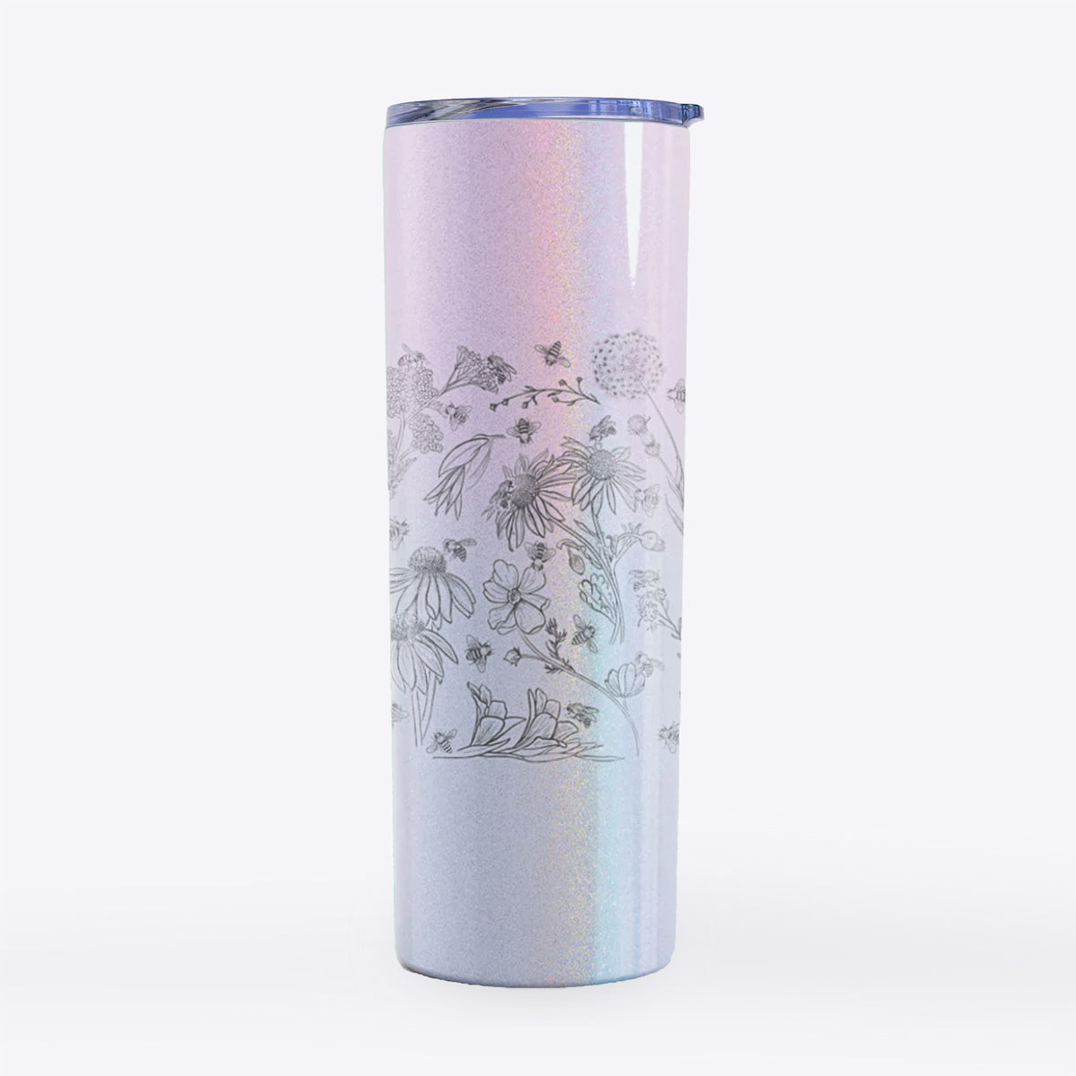 Bees &amp; Blooms - Honeybees with Wildflowers - 20oz Skinny Tumbler