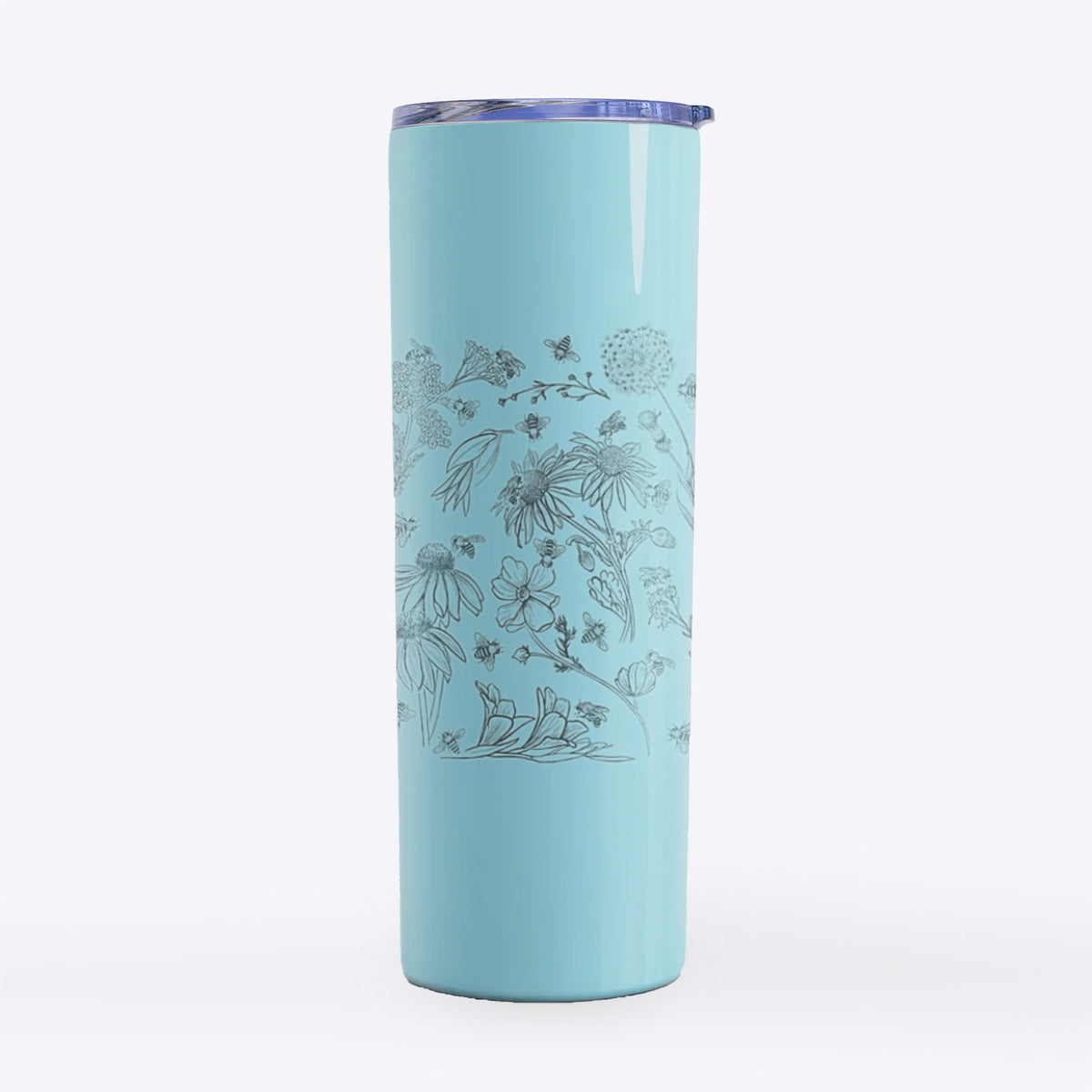 Bees &amp; Blooms - Honeybees with Wildflowers - 20oz Skinny Tumbler