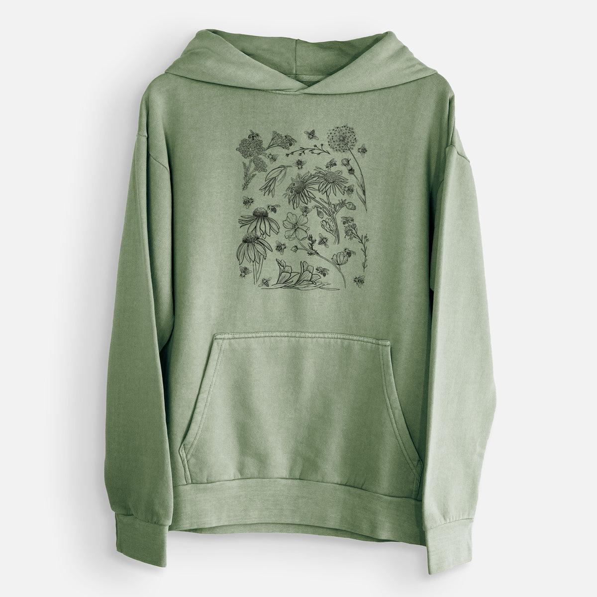 Bees &amp; Blooms - Honeybees with Wildflowers  - Urban Heavyweight Hoodie