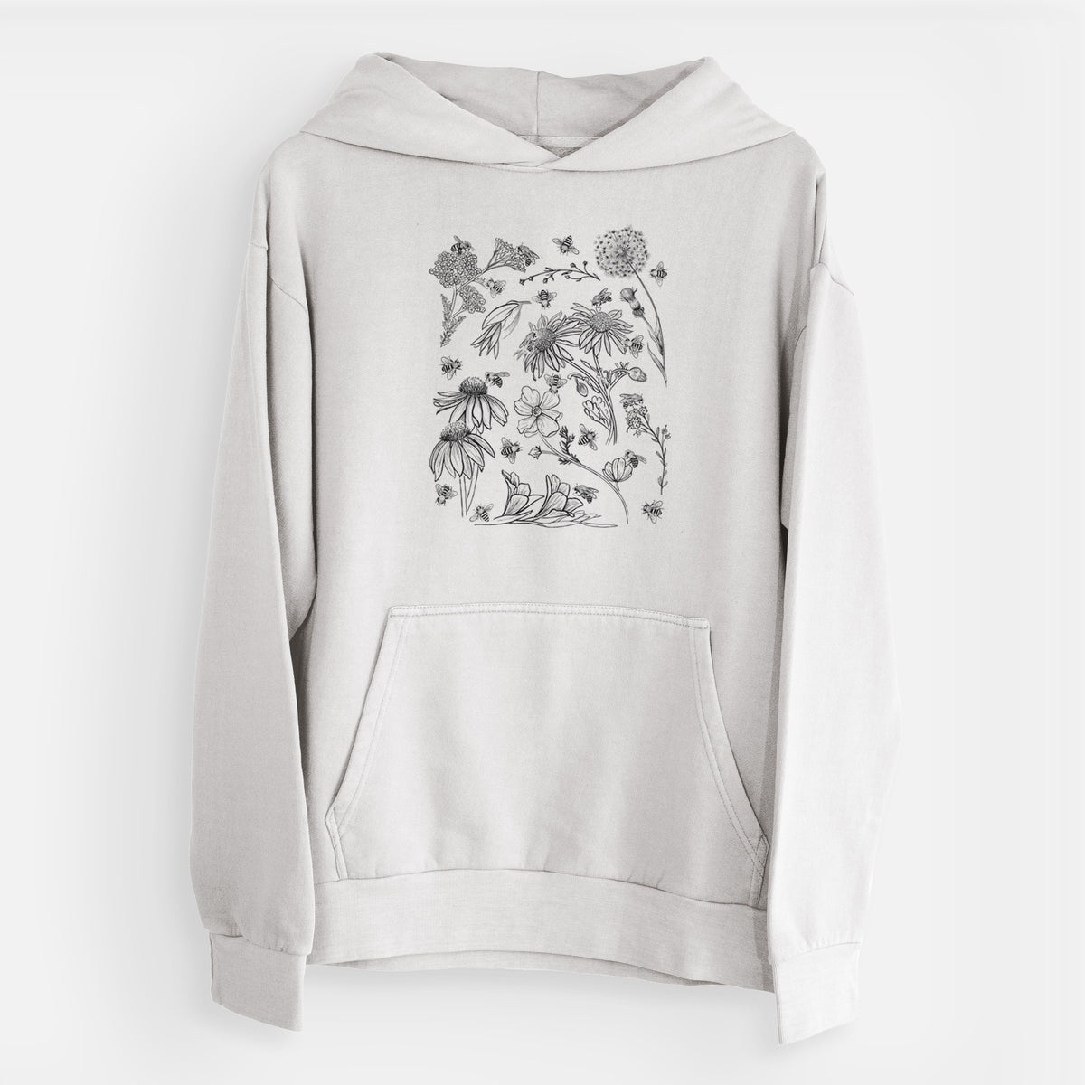 Bees &amp; Blooms - Honeybees with Wildflowers  - Urban Heavyweight Hoodie