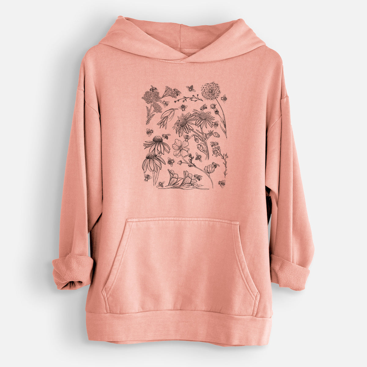 Bees &amp; Blooms - Honeybees with Wildflowers  - Urban Heavyweight Hoodie