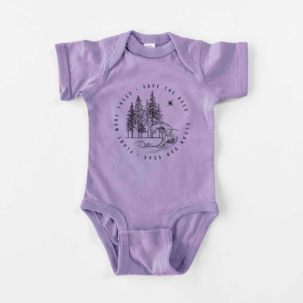 Save the Bees, Clean our Seas, Plant more Trees - Baby Fine Jersey Bodysuit