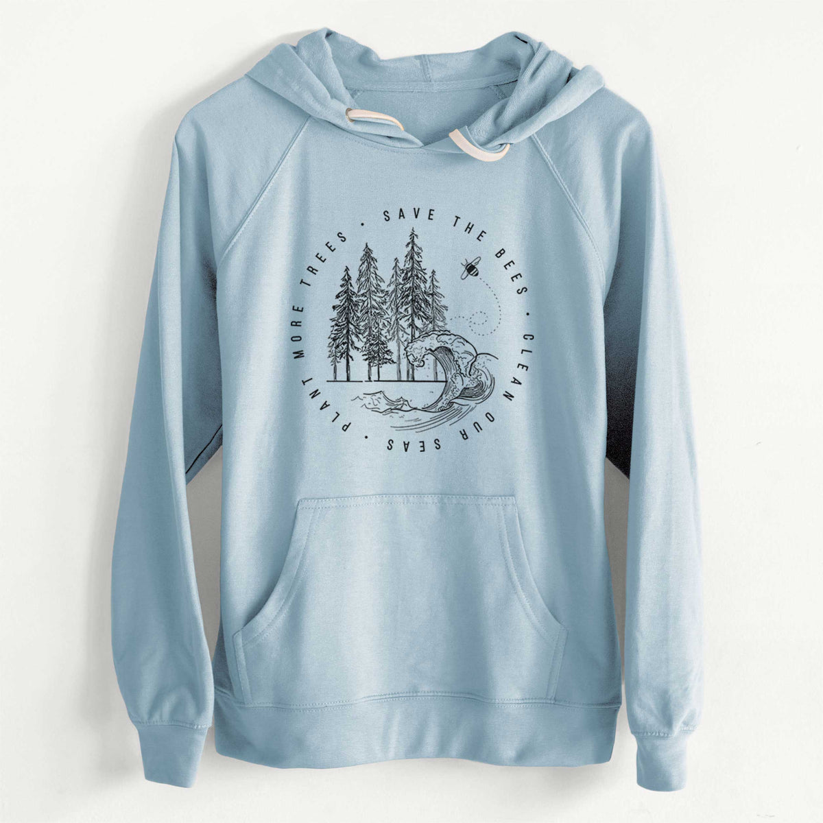 CLEARANCE - Save the Bees, Clean our Seas, Plant more Trees  - Unisex Slim Fit Loopback Terry Hoodie