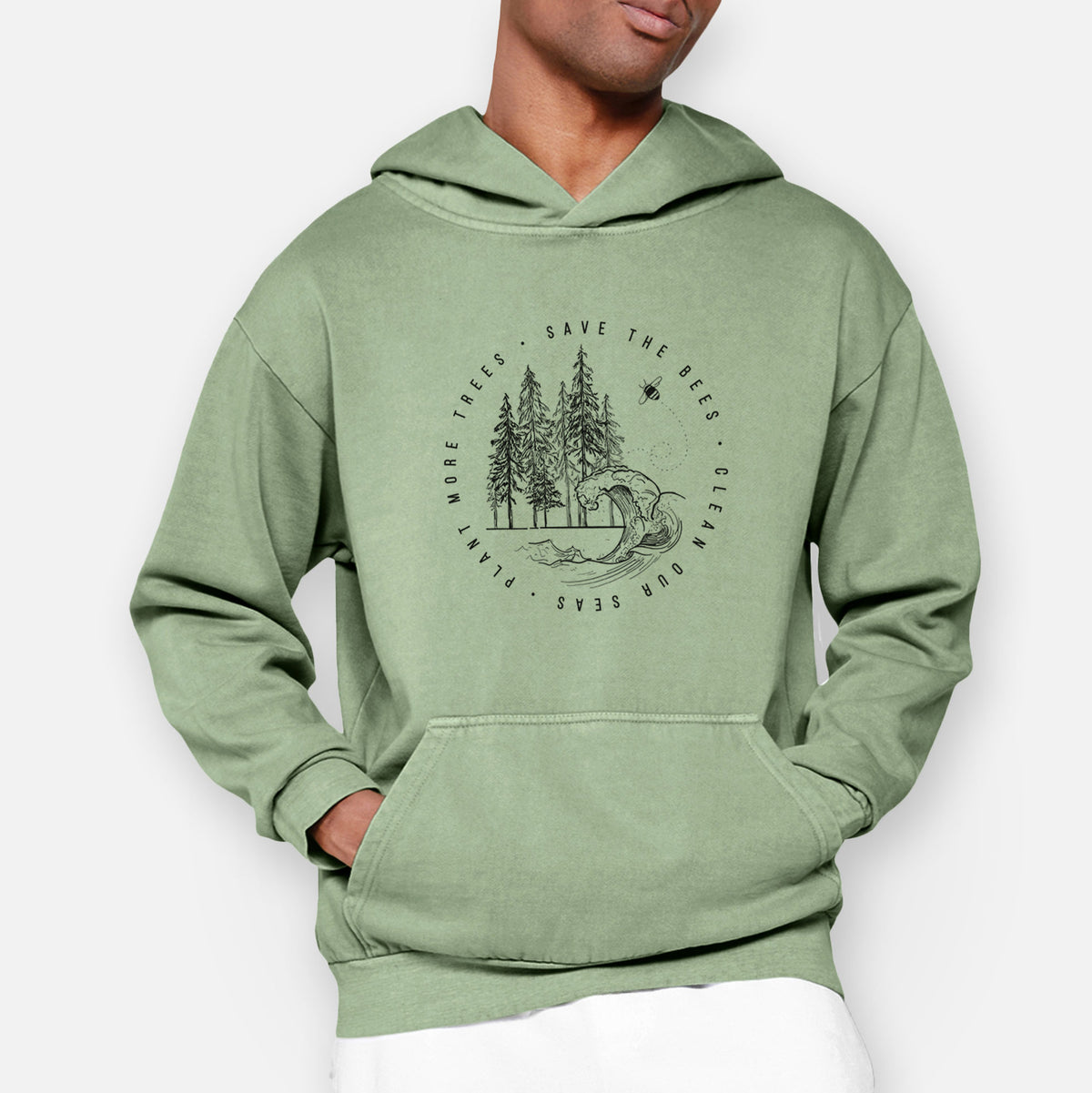 Save the Bees, Clean our Seas, Plant more Trees  - Urban Heavyweight Hoodie