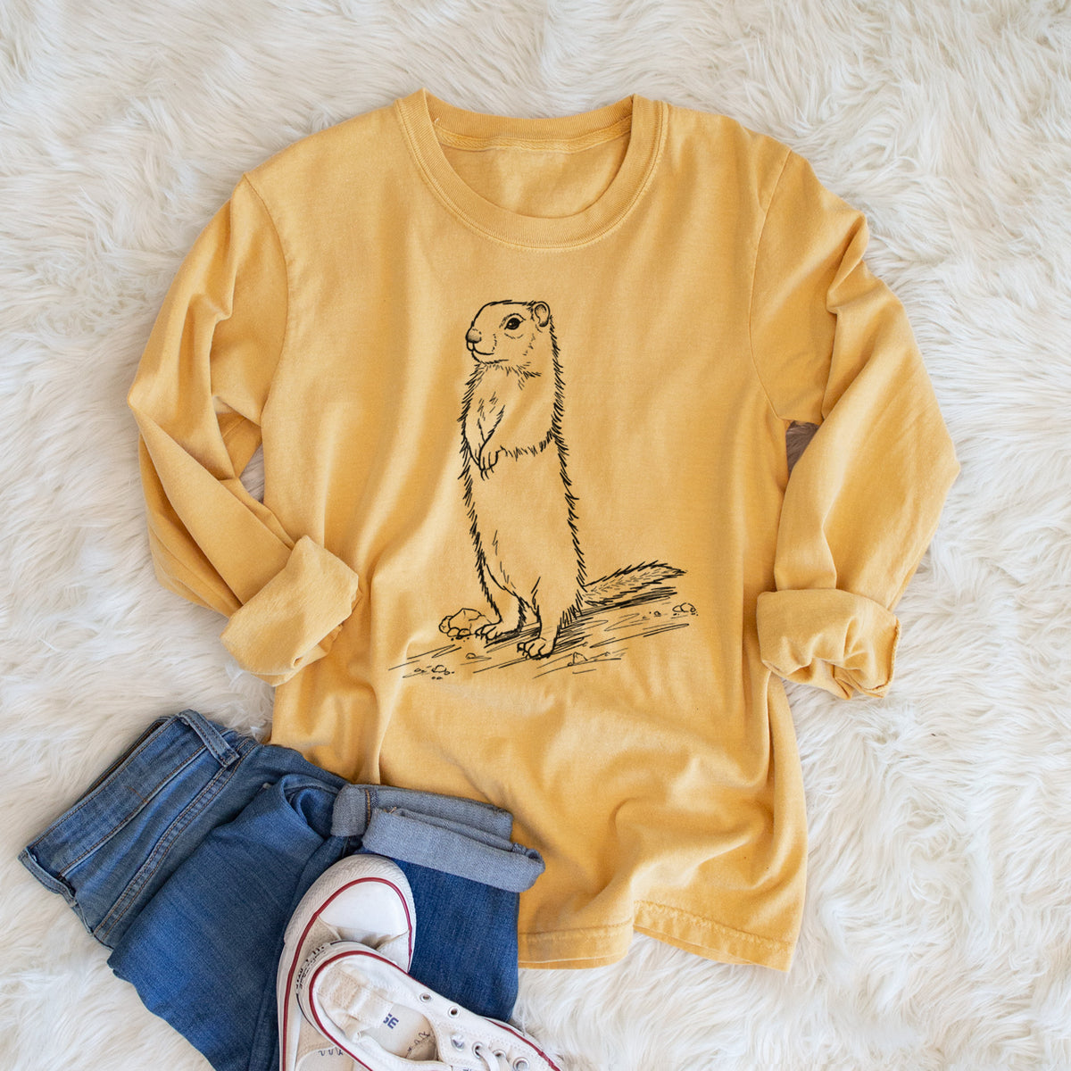 Belding&#39;s Ground Squirrel - Urocitellus beldingi - Men&#39;s Heavyweight 100% Cotton Long Sleeve