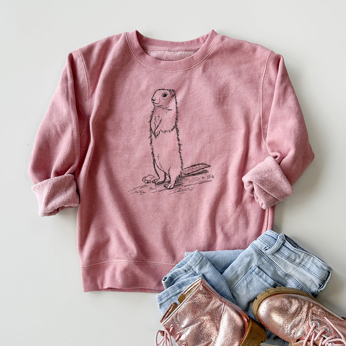 Belding&#39;s Ground Squirrel - Urocitellus beldingi - Youth Lightweight Crewneck Sweatshirt