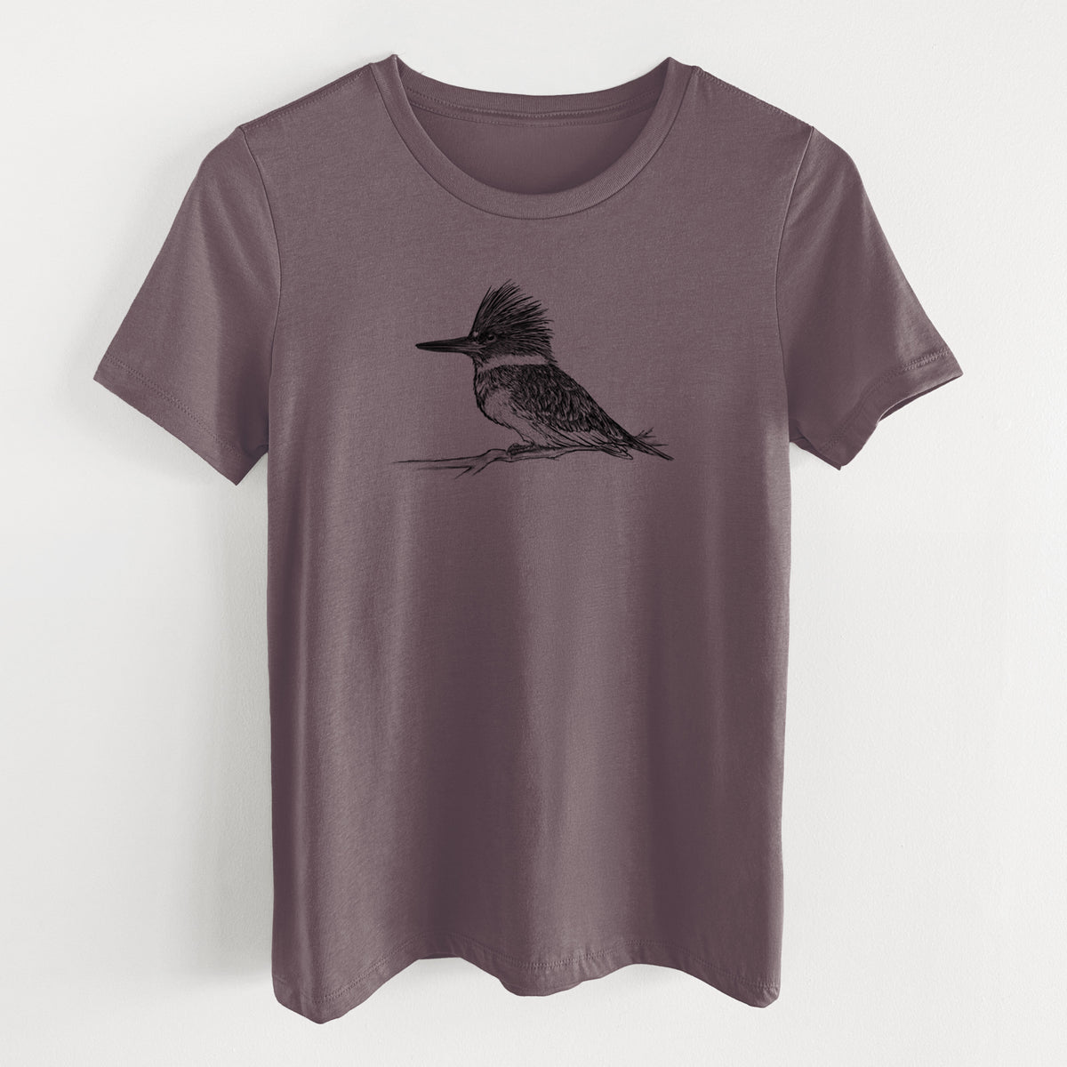 Belted Kingfisher - Megaceryle alcyon - Women&#39;s Lightweight Relaxed Fit 100% Cotton Crewneck